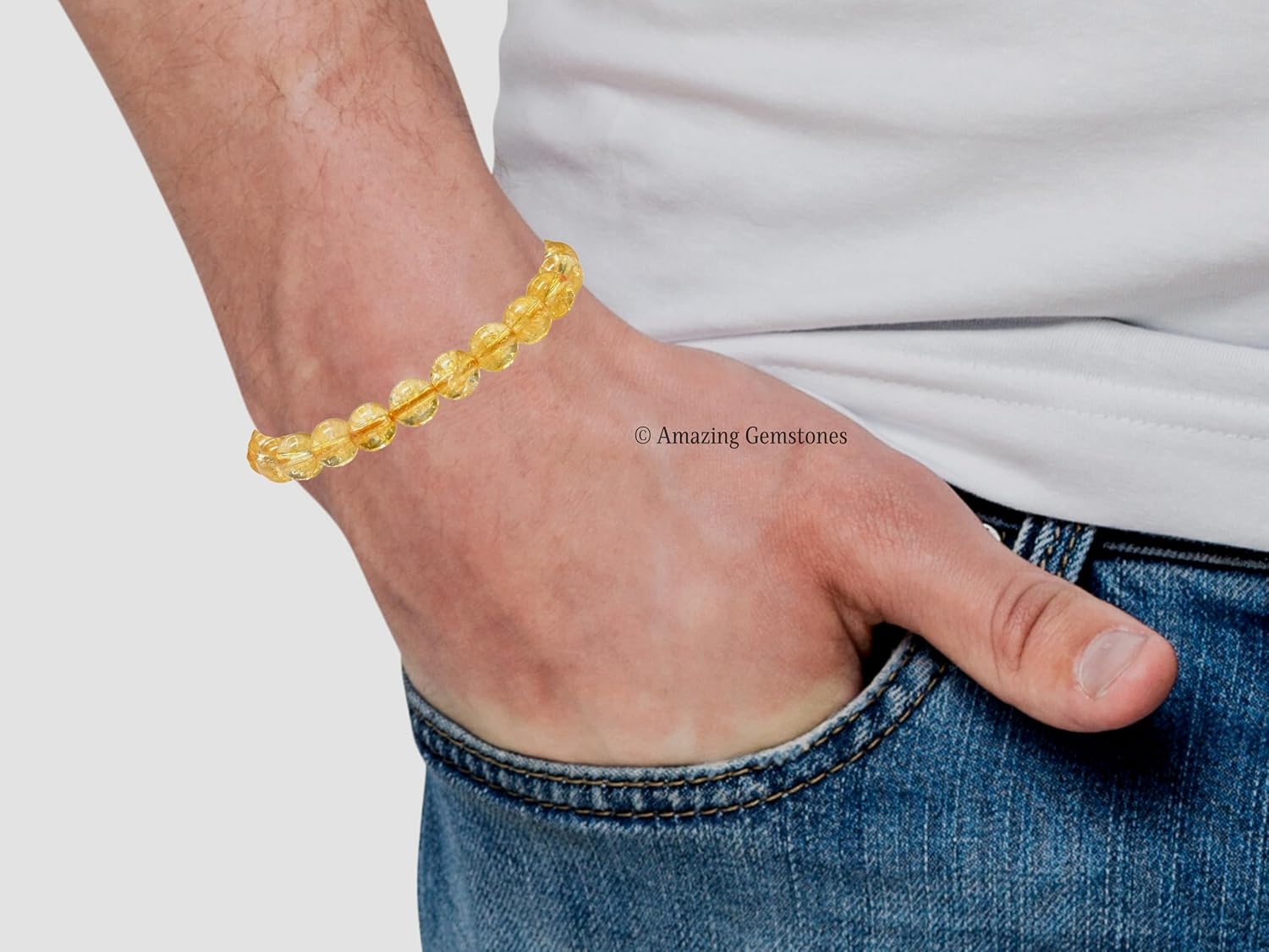Citrine Bracelet for Women Men’s Gifts – Protection Healing Crystal Bracelet – 8mm Gemstone Beaded Adjustable Bracelet Pulseras Para Hombres Mujer
