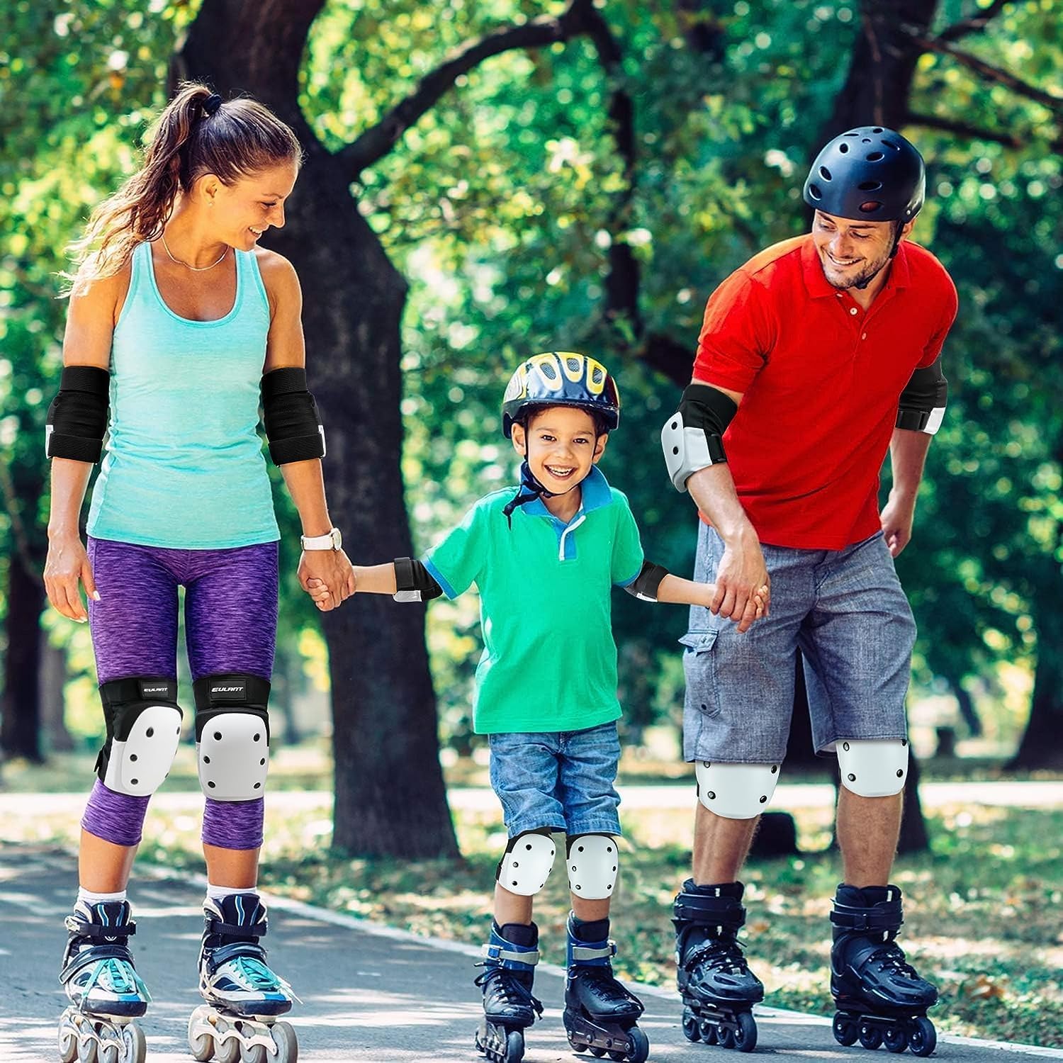 ONTYZZ Protector de patinaje en línea para adolescentes y adultos, protector de rodilla, protector de codo, protector de muñeca 6 en 1, juego de