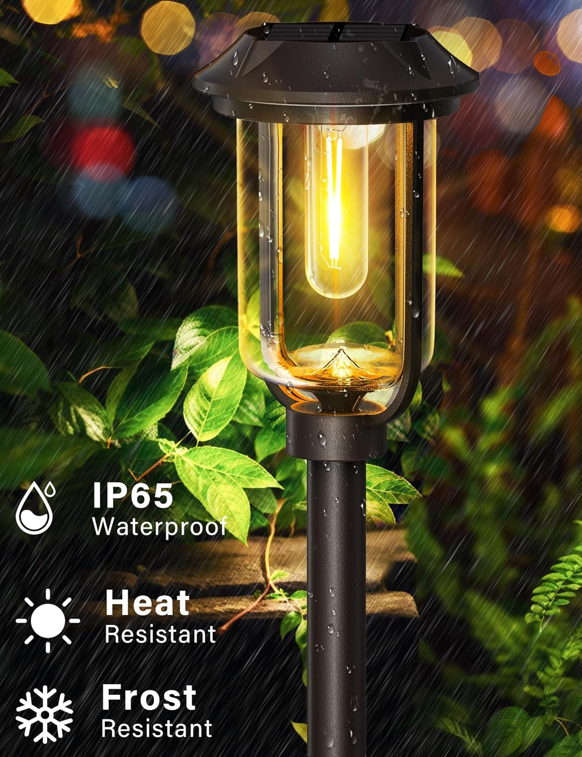 2 luces solares brillantes LED para caminos al aire libre, 1200 mAh, paquete de 6 luces solares de camino de 32 pulgadas, luces solares impermeables