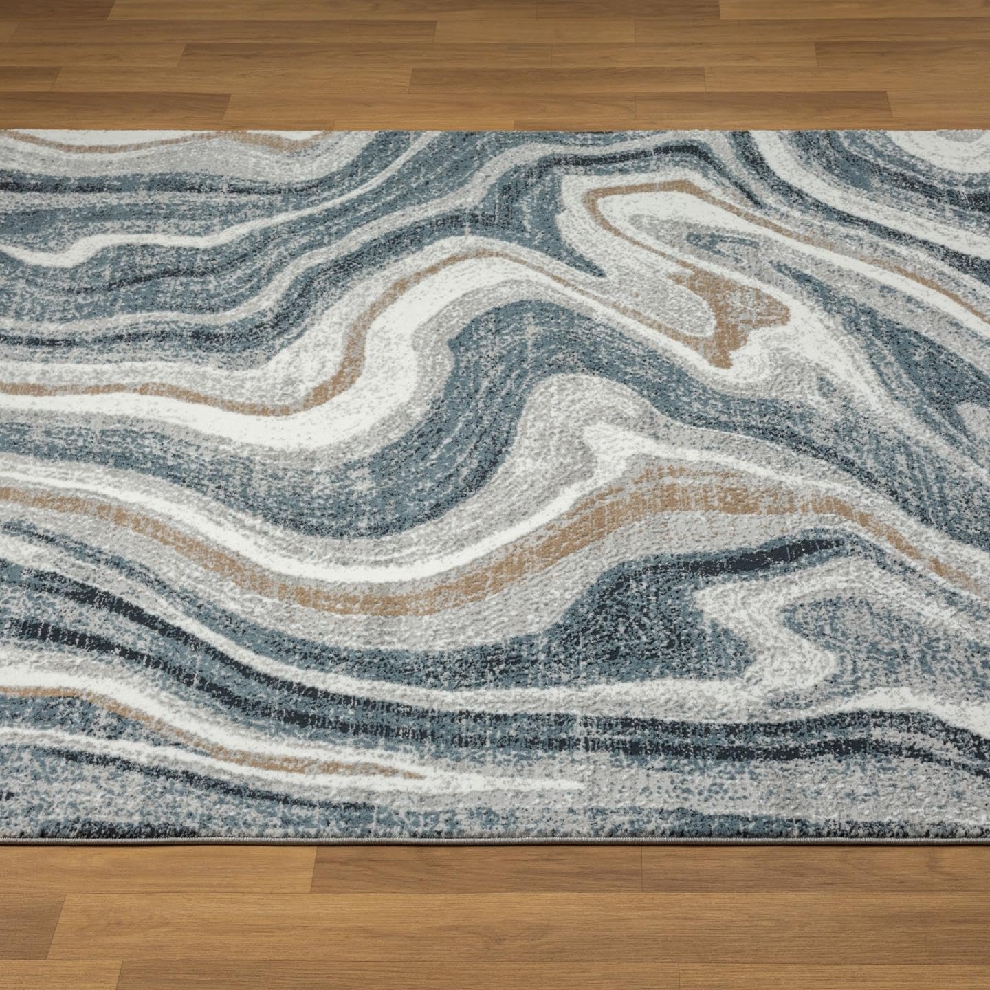 LUXE WEAVERS Alfombra de área azul 8×10 con diseño de mármol