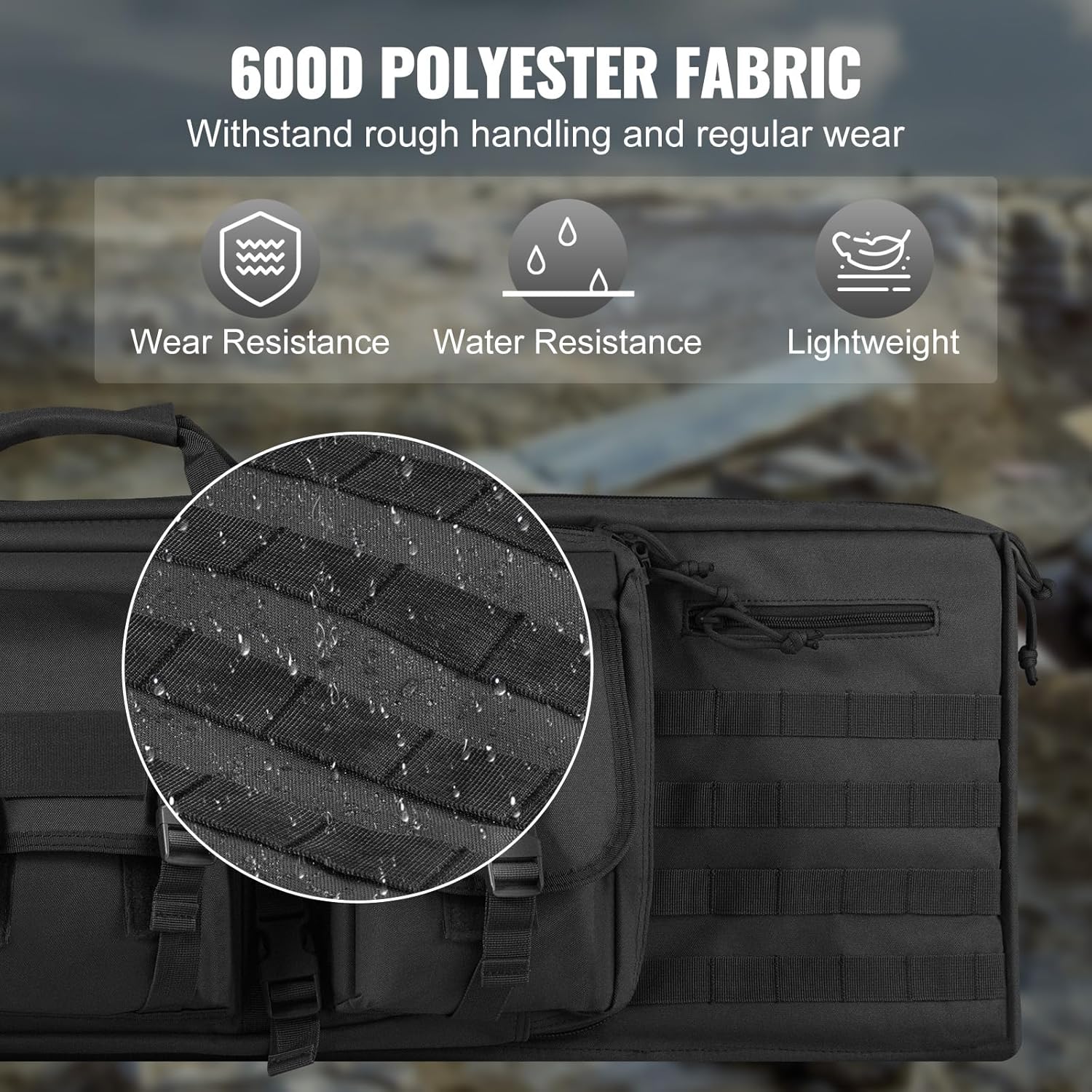 VEVOR Bolsa para rifles, bolsa táctica doble larga para pistola de 36 pulgadas, funda suave para rifle con cremallera con bloqueo, asa portátil y