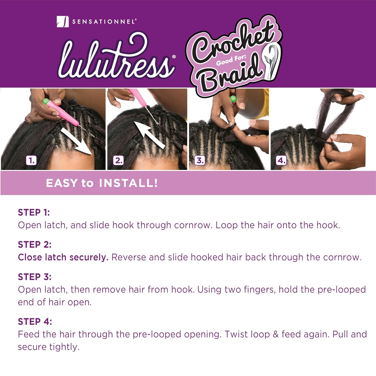 Sensationnel Lulutress Braid Out – Extensiones de cabello sintético trenzado 3X de 24 pulgadas con trenzas de ganchillo preestilizadas, LULUTRESS 3