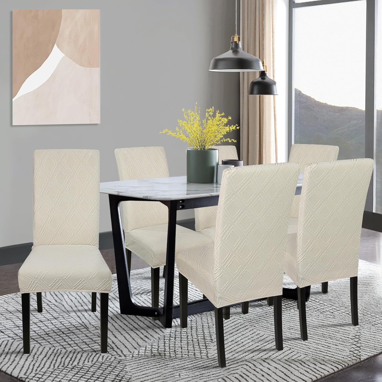 SearchI Juego de 4 fundas impermeables para sillas de comedor, fundas elásticas para sillas Parsons extraíbles, lavables, fundas protectoras para