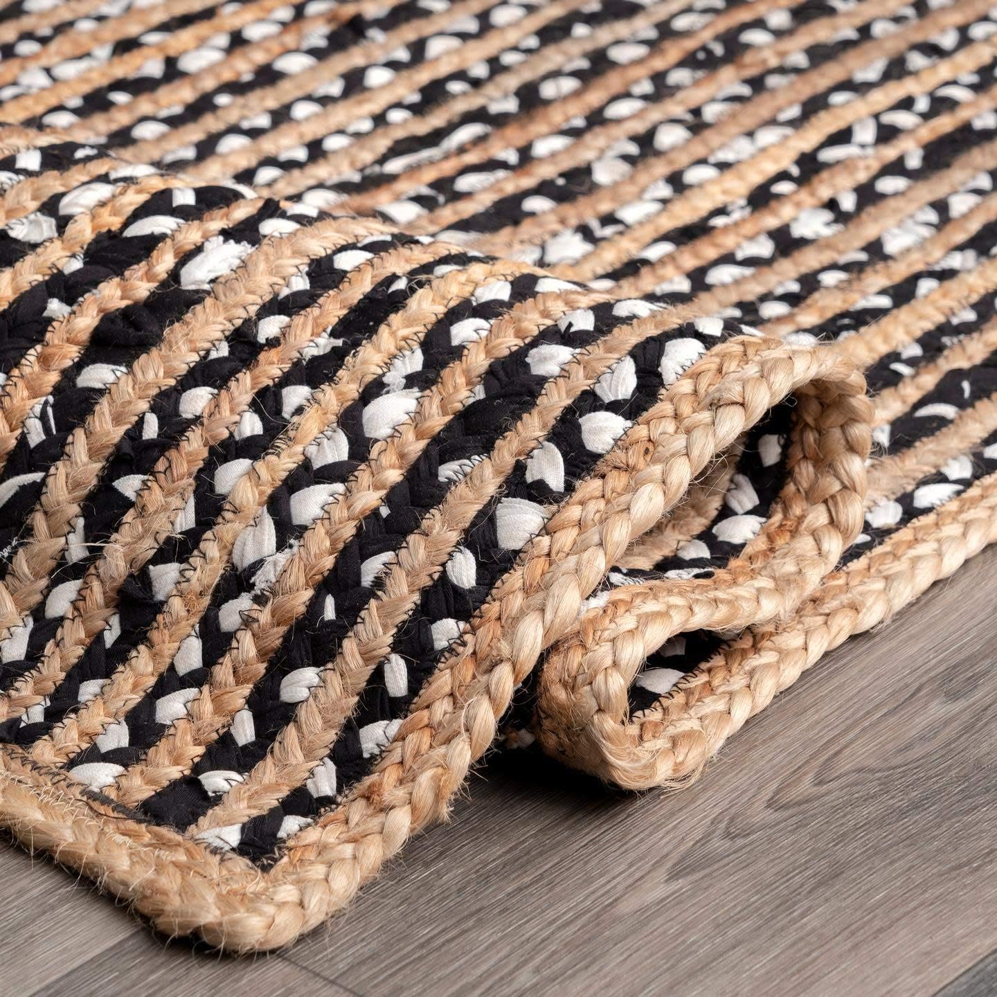 nuLOOM Glinda – Alfombra de fibra natural, 5 x 8 pies, ovalada, color negro