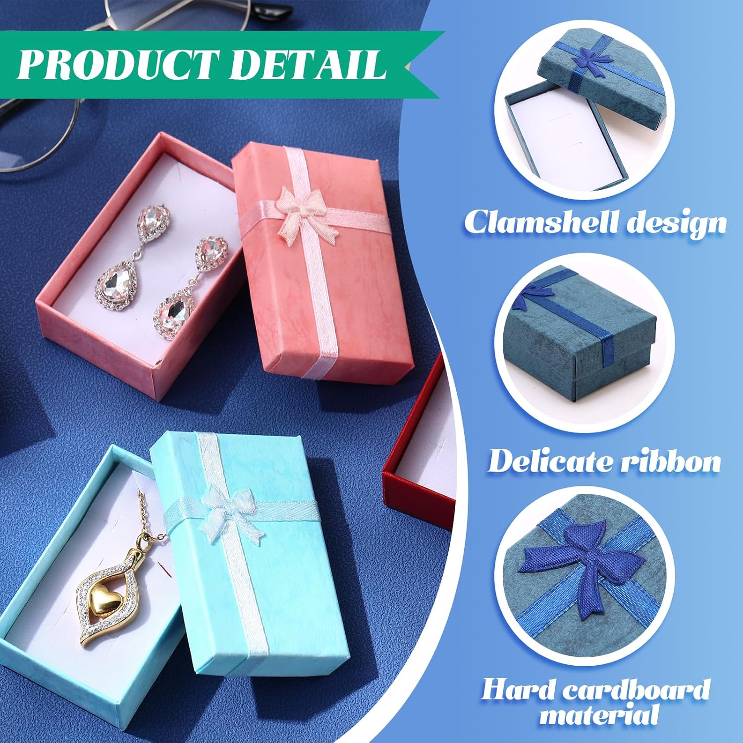 Juego de 160 cajas de regalo de joyería, cajas de joyería vacías, cajas de regalo pequeñas para joyas, cajas de cartón para joyas con lazo de cinta