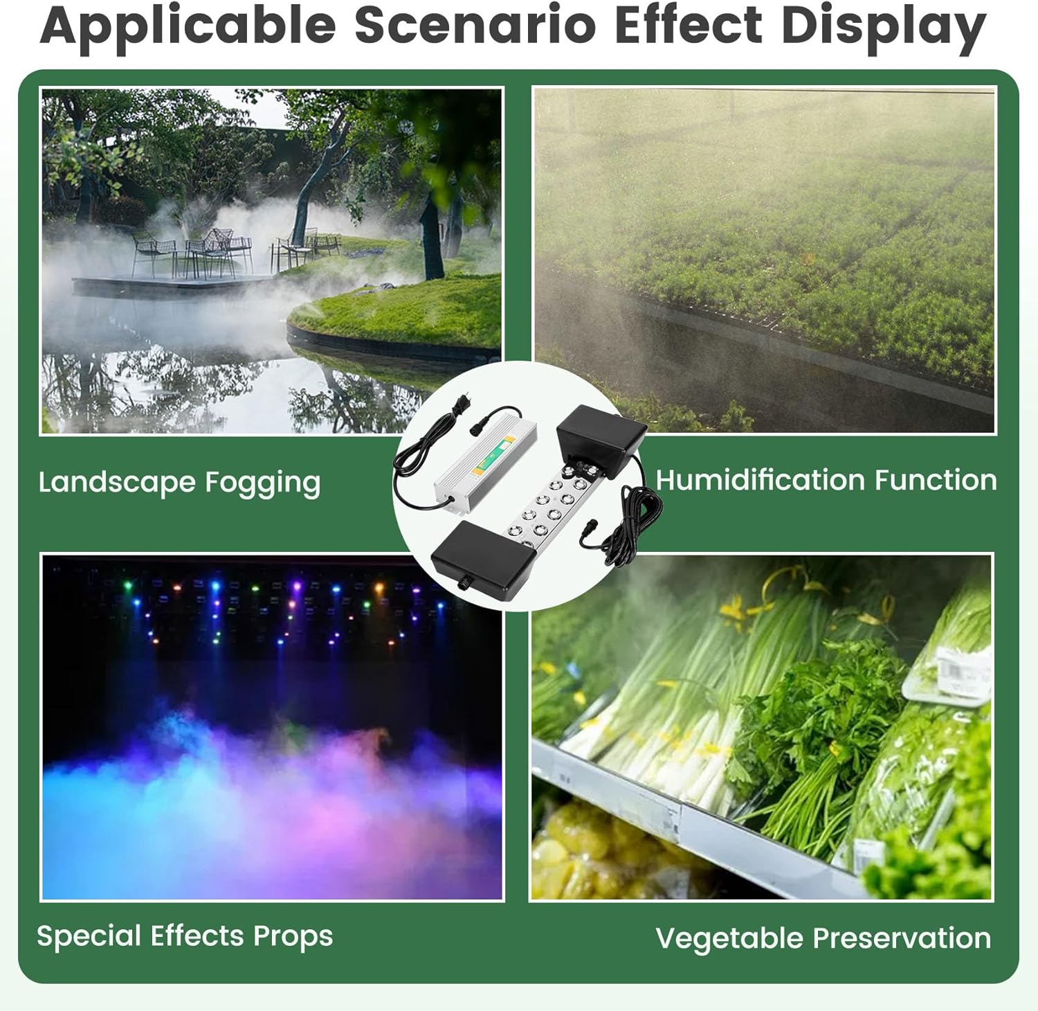Nebulizador ultrasónico con 12 cabezales (304.3 fl ozH), 400 W de potencia a prueba de agua a prueba de agua Mister ultrasónico humidificador