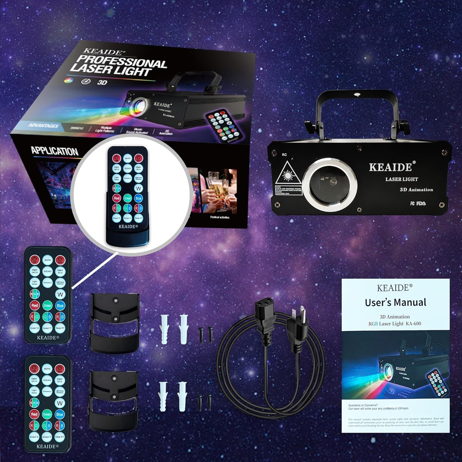 Luz láser para DJ con animación 3D a todo color, activación de sonido, DMX512, profesional, perfecta para fiestas, clubes, DJ y entretenimiento en