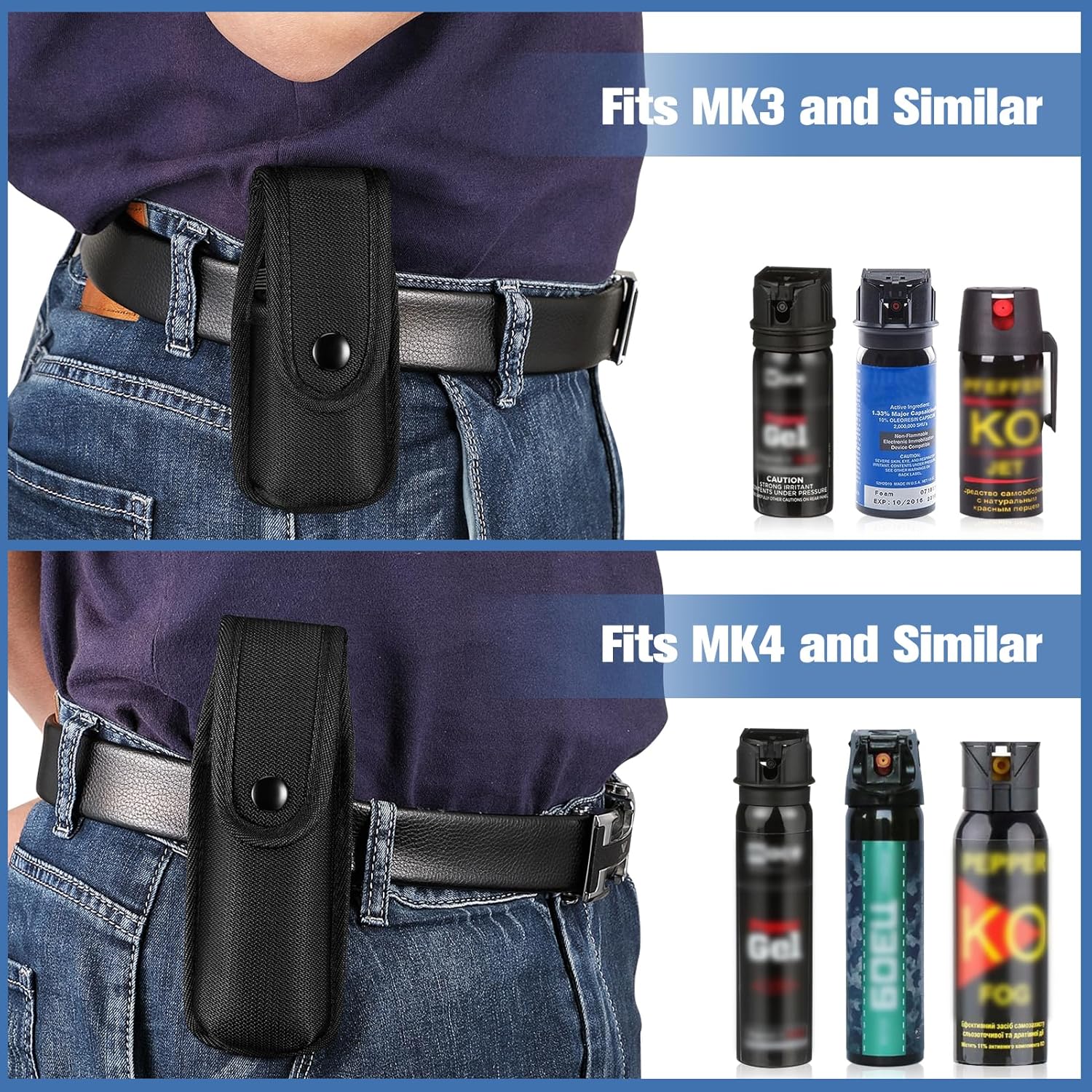 FINPAC Funda moldeada para aerosol OCMace, bolsa de spray de pimienta con solapa superior MK3 MK4 Soporte para recipiente con botón a presión para