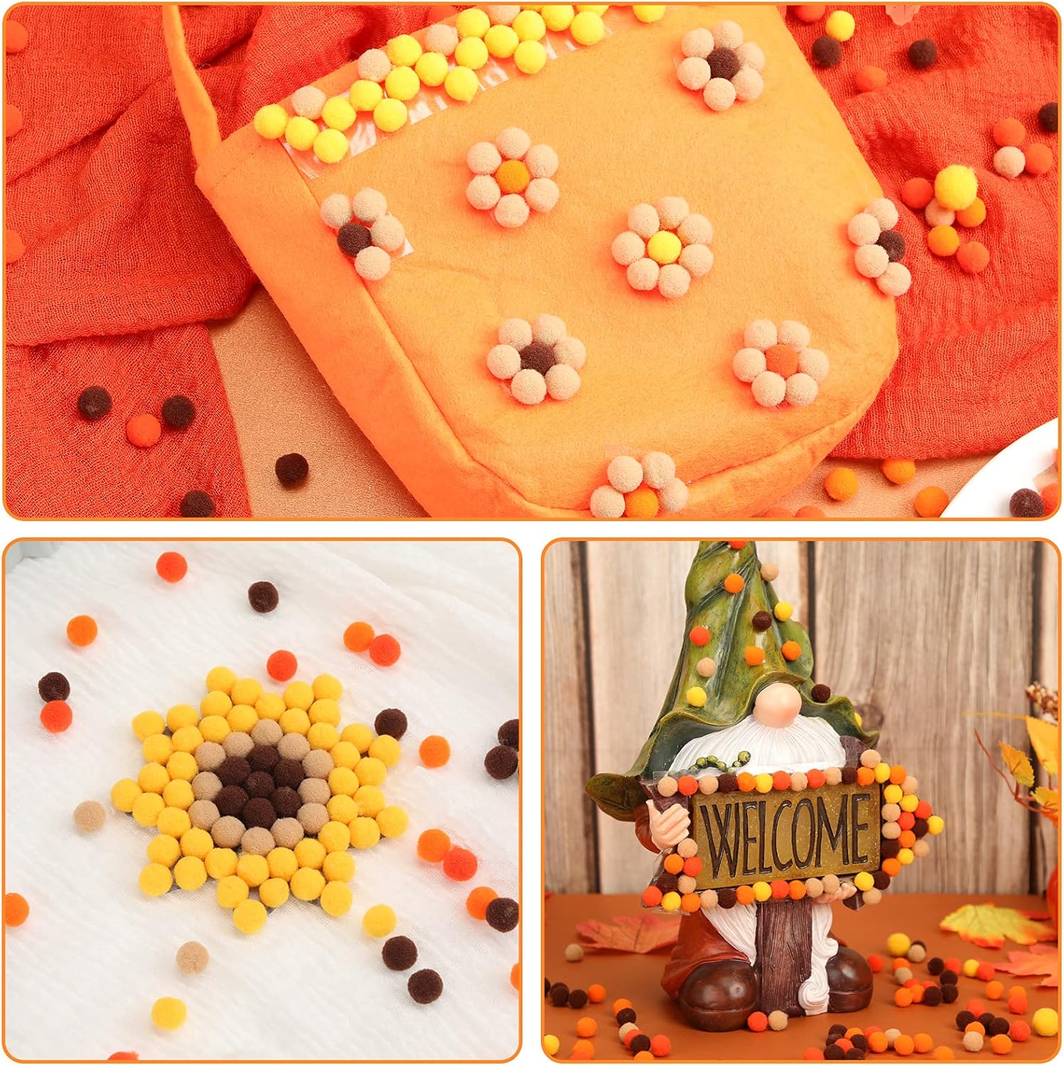 2000 pompones surtidos de 0.39 pulgadas (0.4 in), bolas peludas para manualidades y decoración (serie naranja)