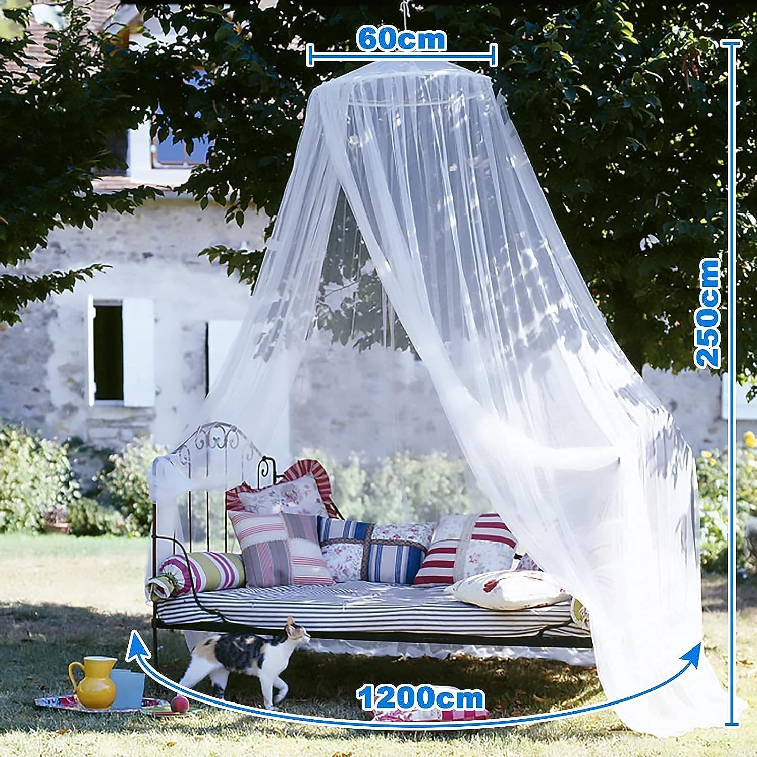 dix-rainbow Toldo para cama de mosquitero, elegante toldo de cama tamaño KingQueen para niñas, elegante toldo de cama con cúpula de mosquitera,