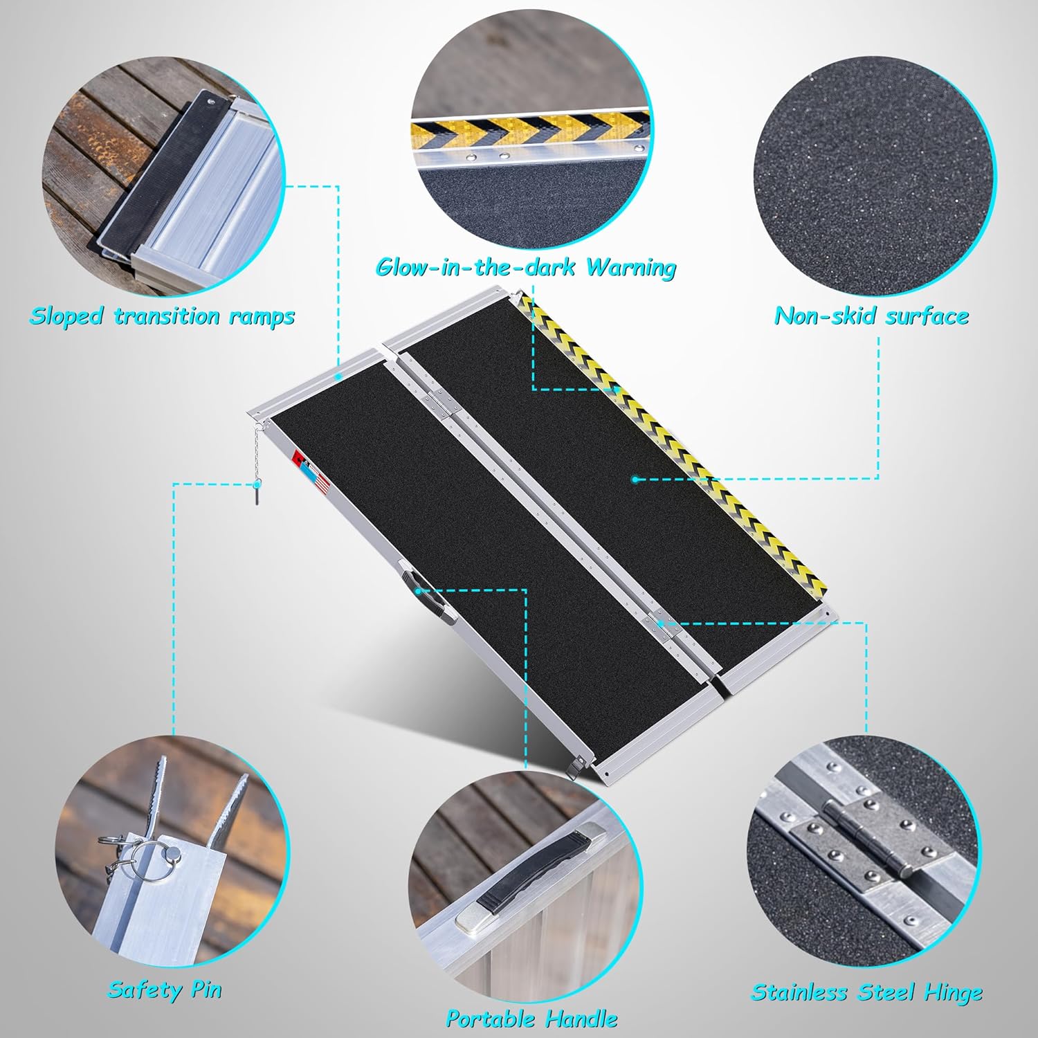 Rampa portátil para silla de ruedas de 4 pies, rampa portátil plegable de aluminio antideslizante, rampas para sillas de ruedas para el hogar,