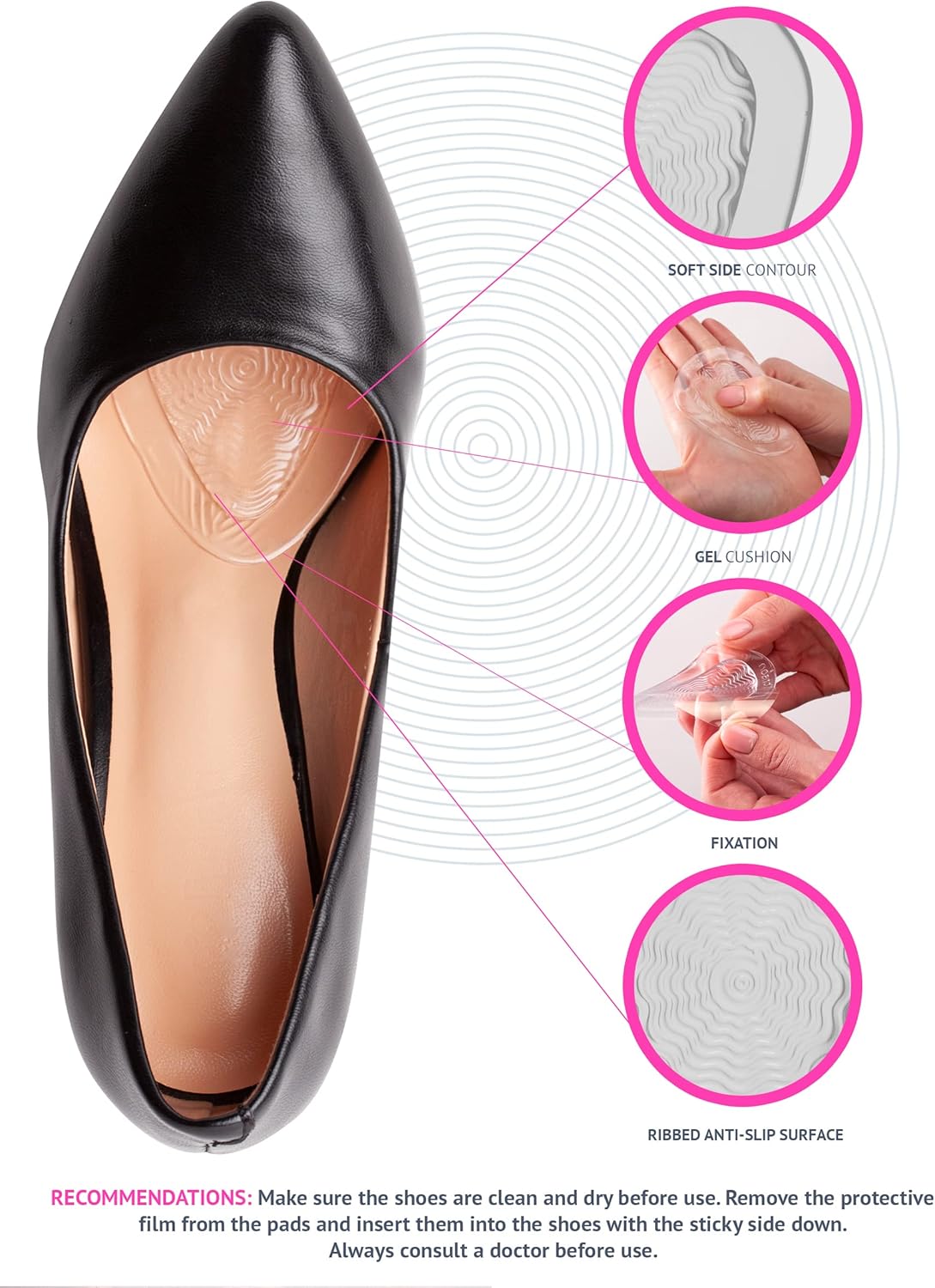 Almohadillas metatarsianas de bola de pie, 3 pares, almohadillas metatarsianas para mujeres y hombres, inserciones de tacones altos, gel suave,