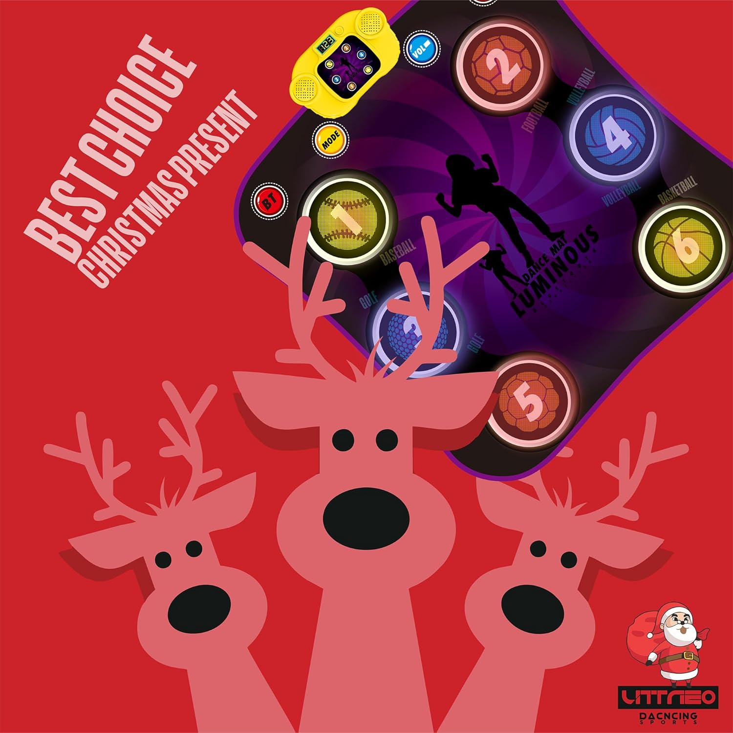 Tapetes de baile para niños de 3 a 12 años, almohadilla de baile con 6 botones iluminados, tapete de juego de baile musical con 5 modos de juego,