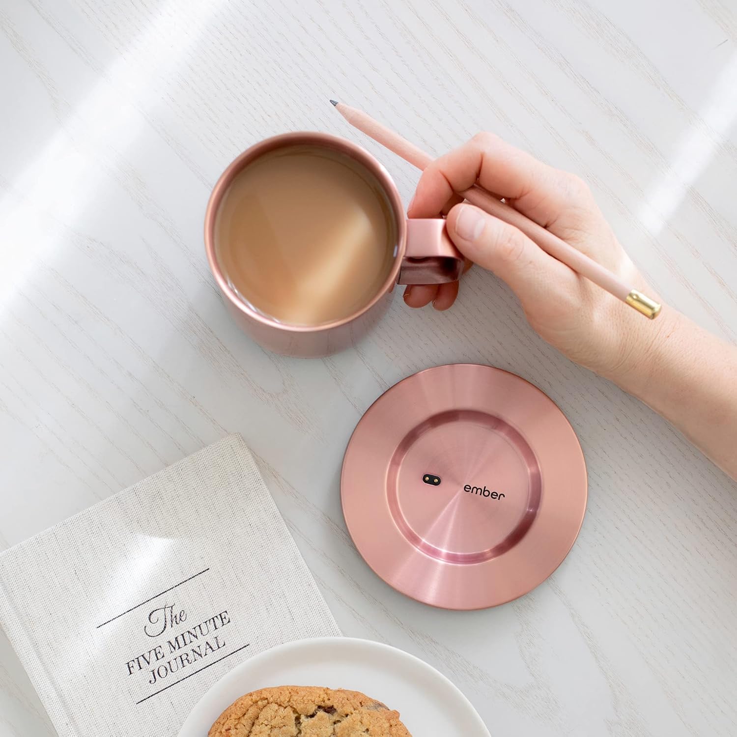 Ember – Taza inteligente con control de temperatura, 2, 10 onzas, oro rosa, duración de la batería de 1.5 horas, taza de café térmica controlada por