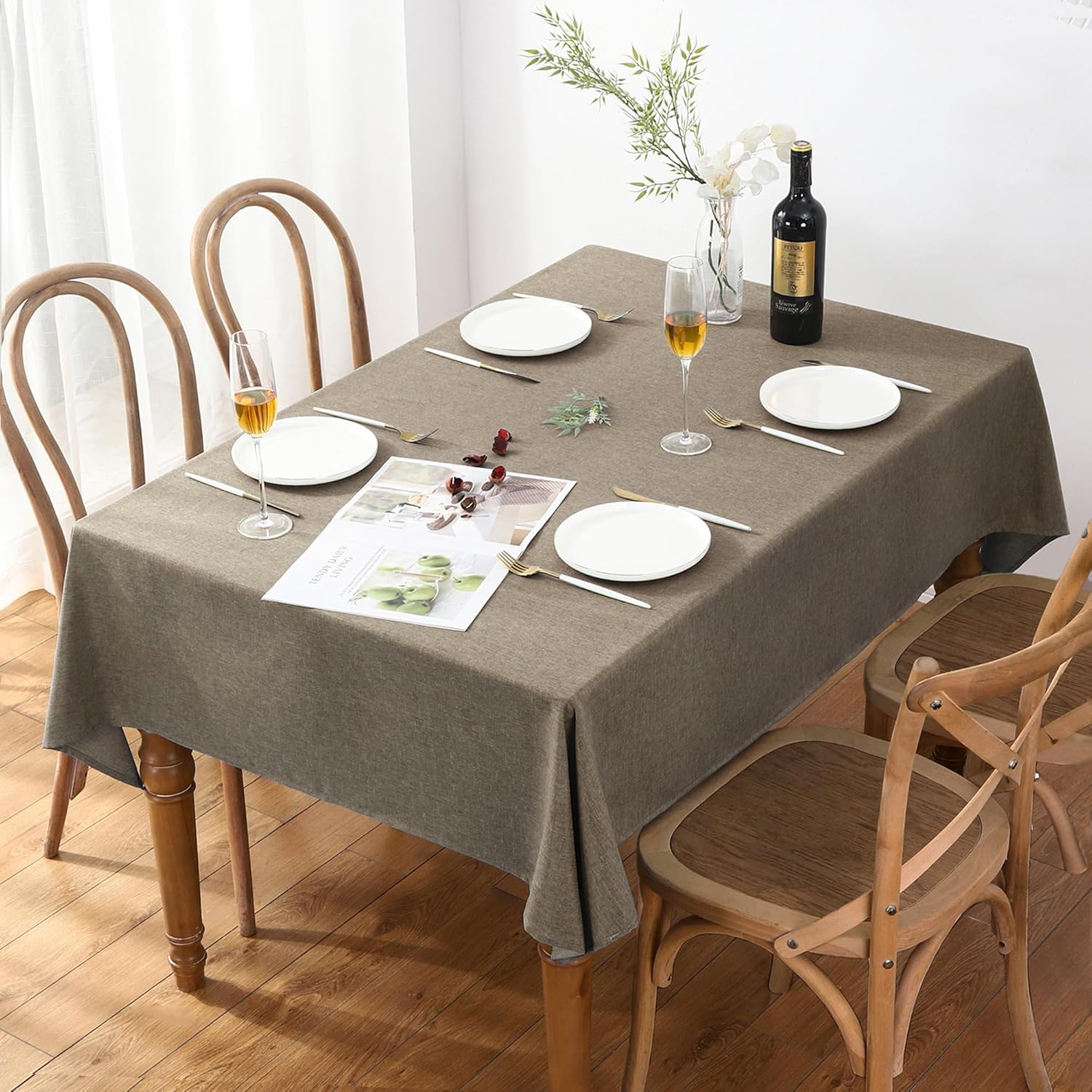 IOFRYION Mantel rectangular de tela texturizada de 60 x 120 pulgadas, mantel impermeable de otoño, mantel de poliéster sin arrugas, mantel de cocina