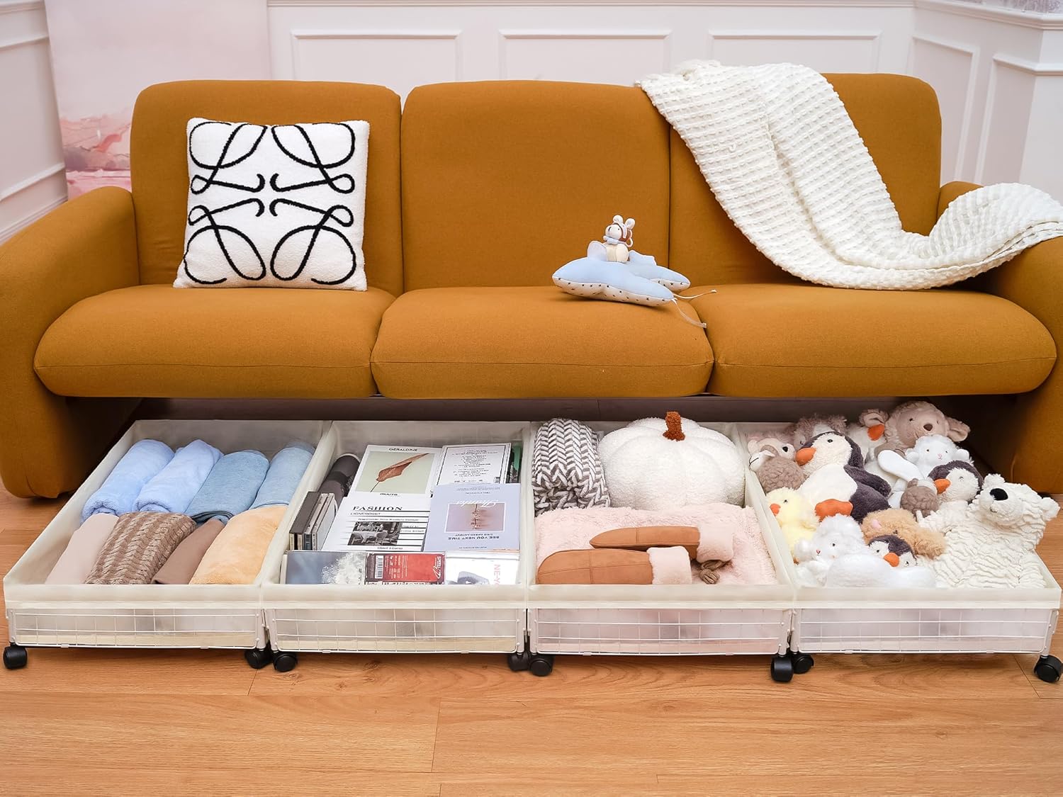 StorageWorks Almacenamiento debajo de la cama con ruedas, almacenamiento debajo de la cama, contenedores de almacenamiento de metal debajo de la