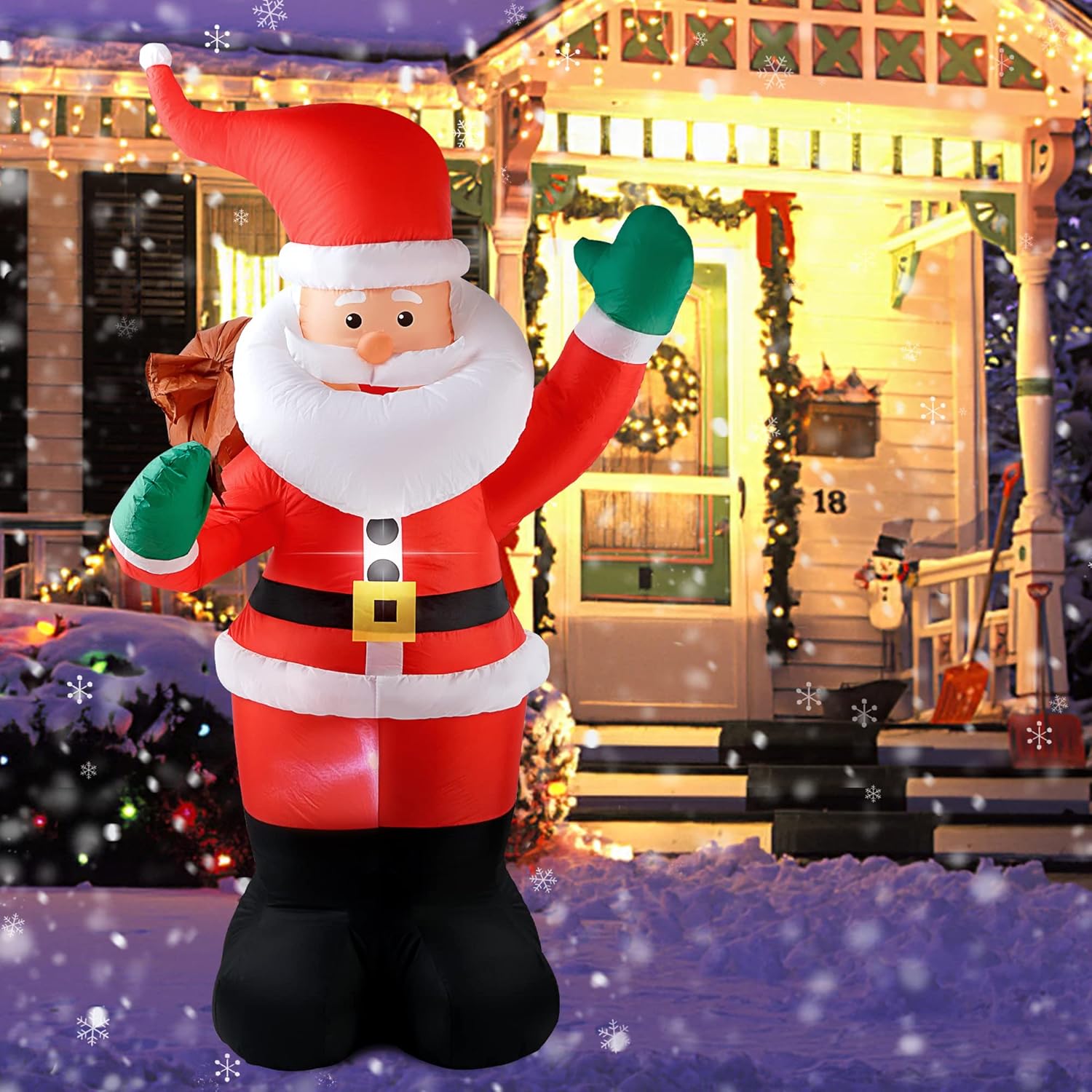 COOLWUFAN Papá Noel inflable de Navidad de 6 pies con bolsa de regalos, luces LED para decoración de patio al aire libre para vacaciones y fiestas