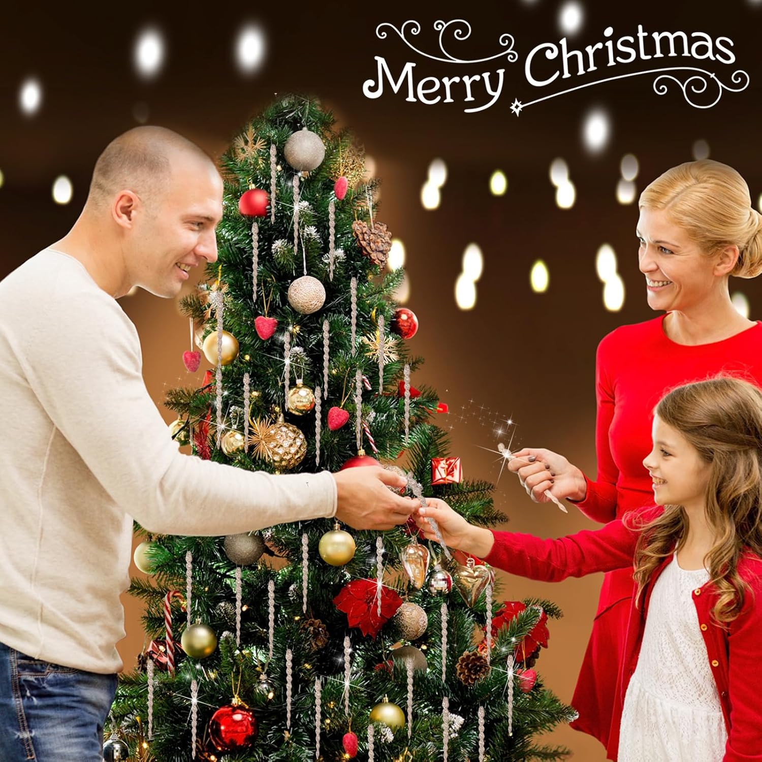 30 piezas de carámbanos de plástico torcidos de plástico para decoración de carámbanos de Navidad, árbol de Navidad y vacaciones, fiesta de Navidad,