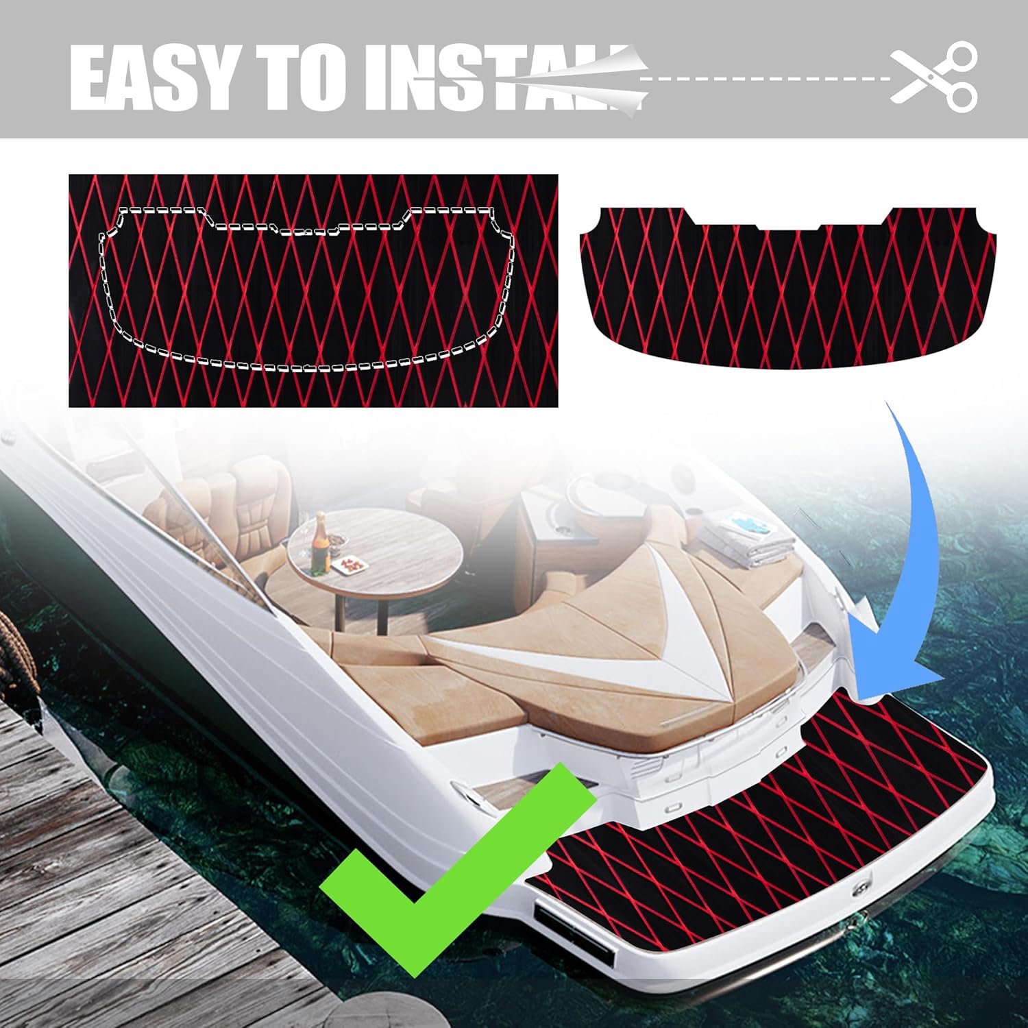 Suelo de lancha  Cubierta de espuma EVA para lanchas  Alfombra marina para lancha, material de suelo autoadhesivo, para lancha motora, yate, kayak,