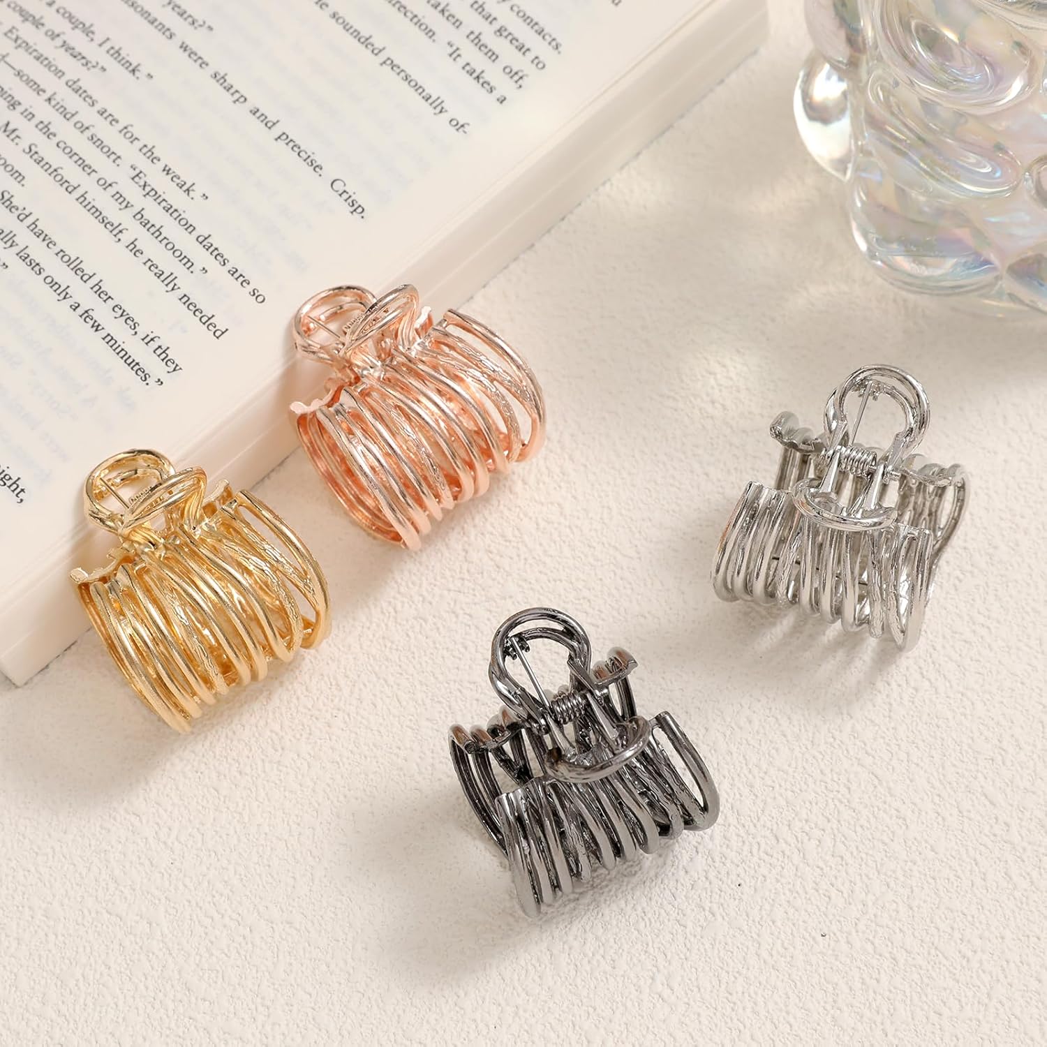 4 pinzas de pelo medianas, pinzas de metal para mujer, pinzas antideslizantes para cabello grueso, pinzas de garra para cabello fino, pinzas de pelo
