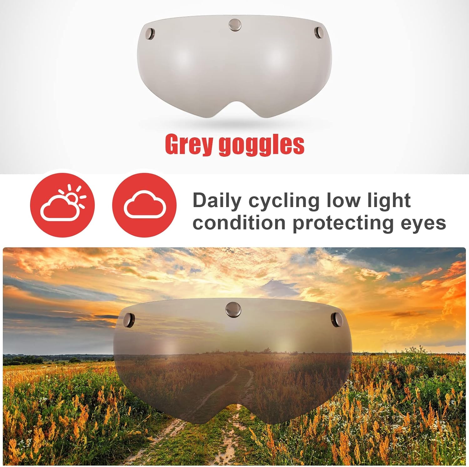 LIXADA Detachable Magnetic Bike Helmet Goggles Visor Removable Sun Visor Shield Cycling Bicycle Helmet