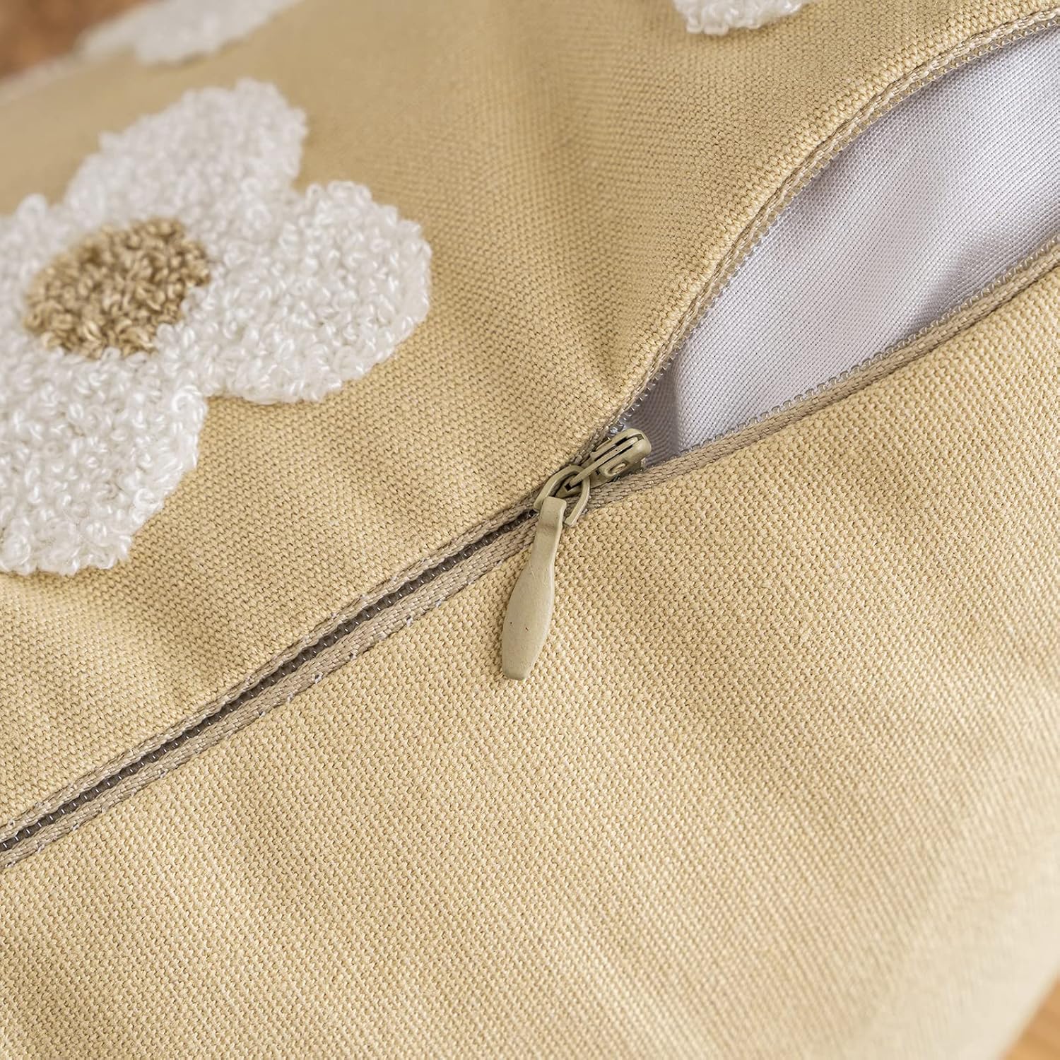 EMEMA Juego de 2 fundas de cojín decorativas de jacquard, diseño de margaritas y sol, flor, jacquard, para sofá, cama, sala de estar y dormitorio,