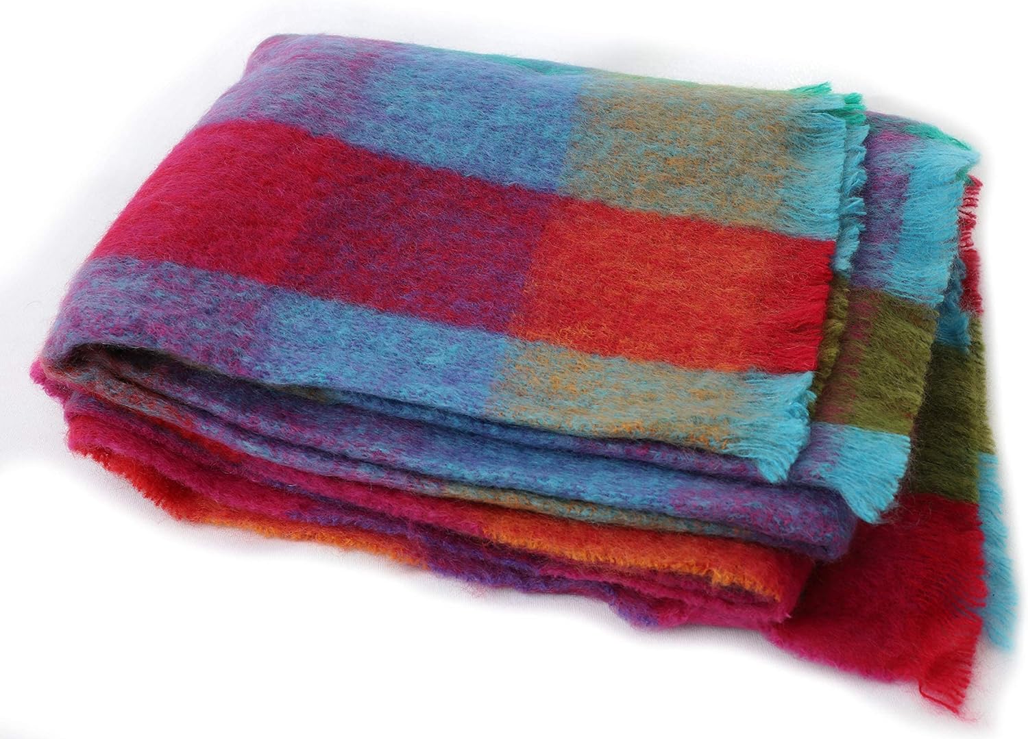Manta de lana y mohair de angora irlandés genuina de Irlanda, 72 x 54 pulgadas, estilo celta tradicional, sensación y calidez supersuaves, cuadros