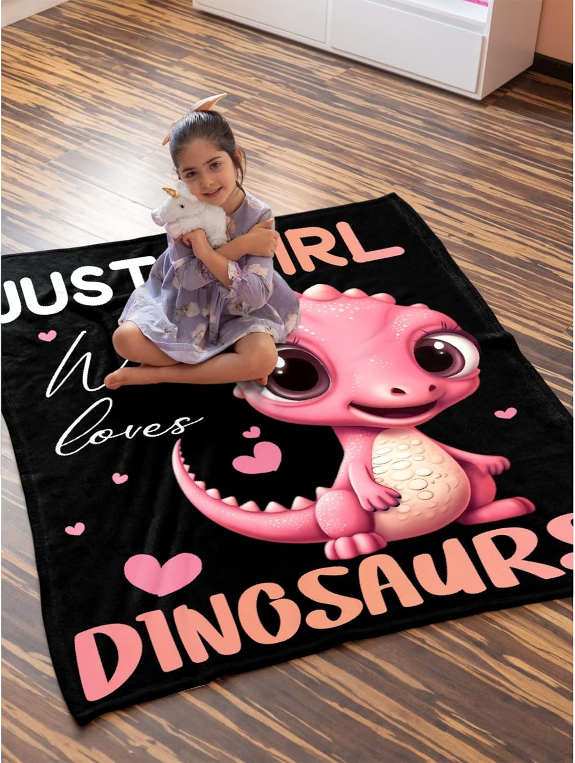 Manta de dinosaurio para niñas, solo una chica que ama a los dinosaurios, regalo de dinosaurio para niñas y mujeres, bonito patrón de dinosaurio