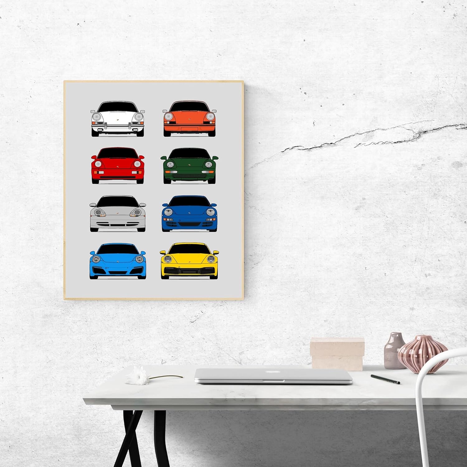 Porsche 911 Generations Inspired Car Poster – Handmade Print of 901, G Series, 964, 993, 996, 997, 991, 992 – Multi, 24×36″ Metallic Print