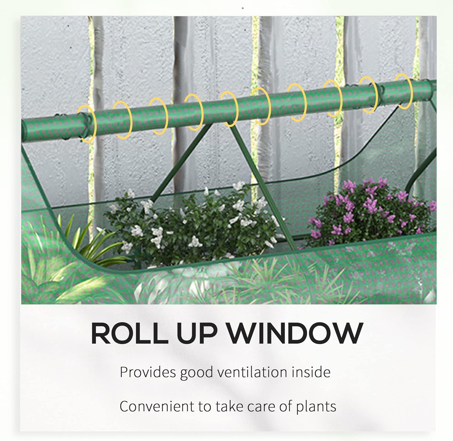 Outsunny Cama de jardín elevada galvanizada de 6 x 3 pies con mini cubierta de invernadero de polietileno, maceta de metal para exteriores con 2