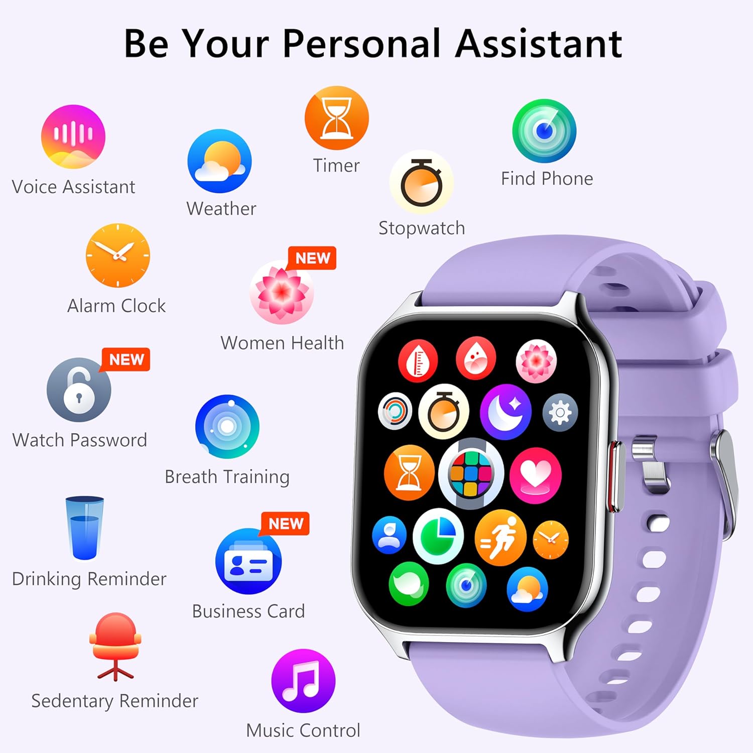 ZOSKVEE Reloj inteligente para mujeres y hombres (marcadorespuesta de llamadas), reloj de seguimiento de fitness de 2.0 pulgadas con monitor de