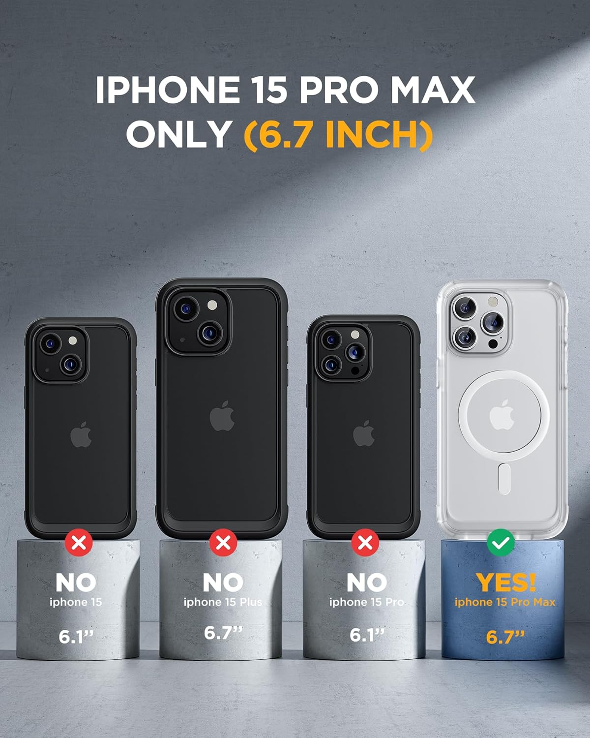 Miracase Funda magnética para iPhone 15 Pro Max de 6.7 pulgadas compatible con Magsafe Funda de cuerpo completo a prueba de caídas para iPhone 15