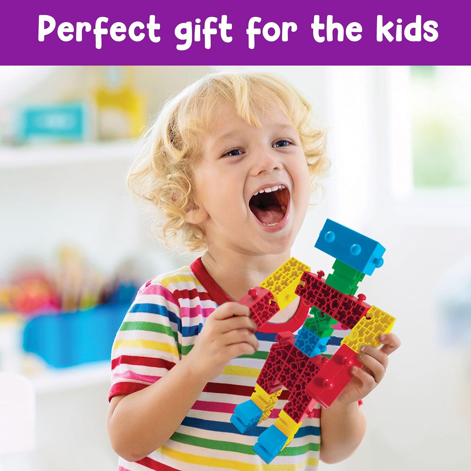 Roylco STEAM Lock Blox Kit de construcción – Blox Blox Bloques de construcción de aprendizaje de vapor para niños – Juguete de construcción de