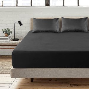 Boston Linen Co. Sábana bajera de microfibra de alta calidad de 1800 hilos, resistente al encogimiento y a la decoloración hasta 15 pulgadas, sábana Boston Linen Co. Sábana bajera de microfibra de alta calidad de 1800 hilos, resistente al encogimiento y a la decoloración hasta 15 pulgadas, sábana