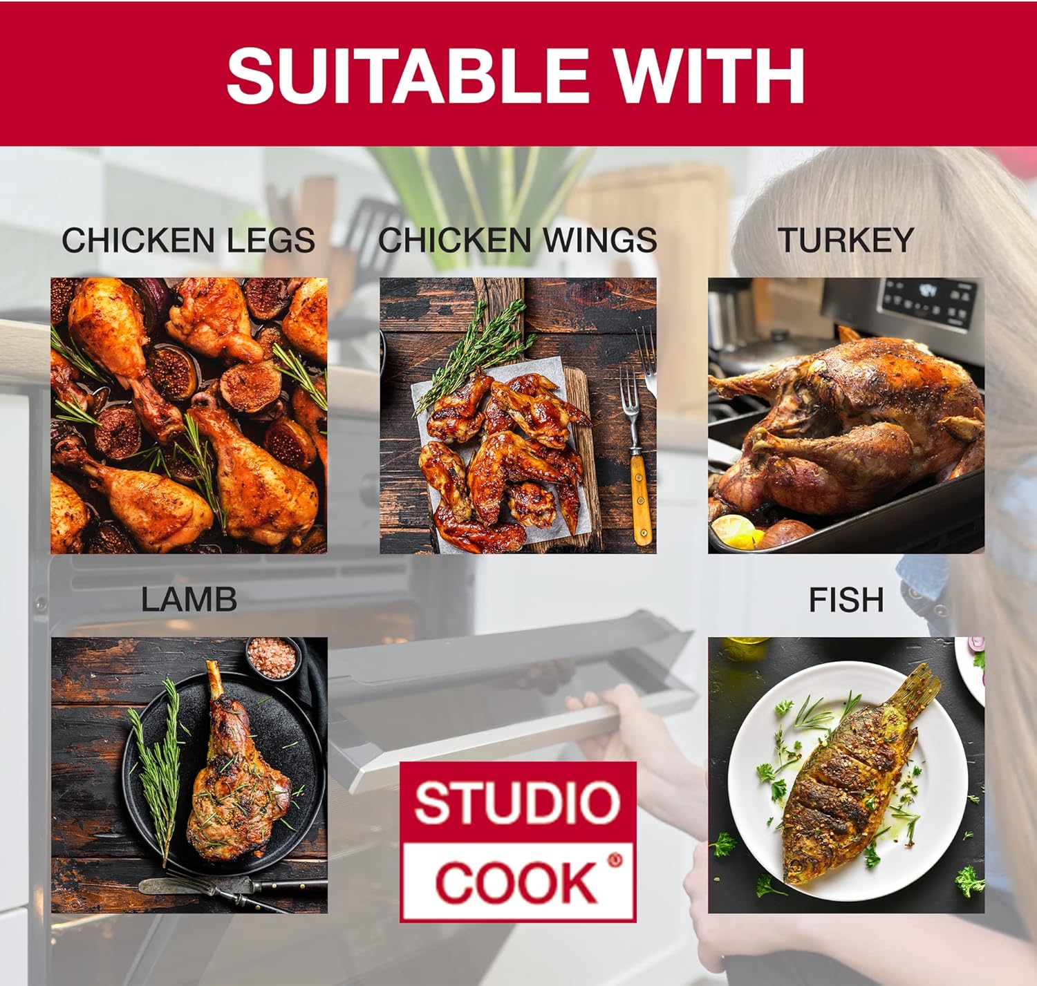 Bolsas para asar en horno, asar en bolsas de carne y mariscos, accesorios de cocina para cocinar, transparentes, paquete de 10, medianas (14.96 x