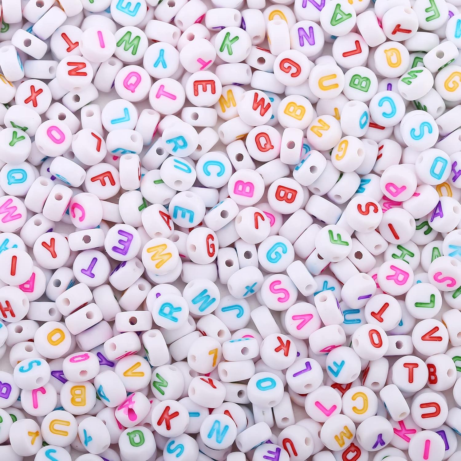 Baiinjiene 1000 cuentas acrílicas de letras pequeñas, cuentas redondas de letras acrílicas coloridas del alfabeto para hacer joyas, cuentas del