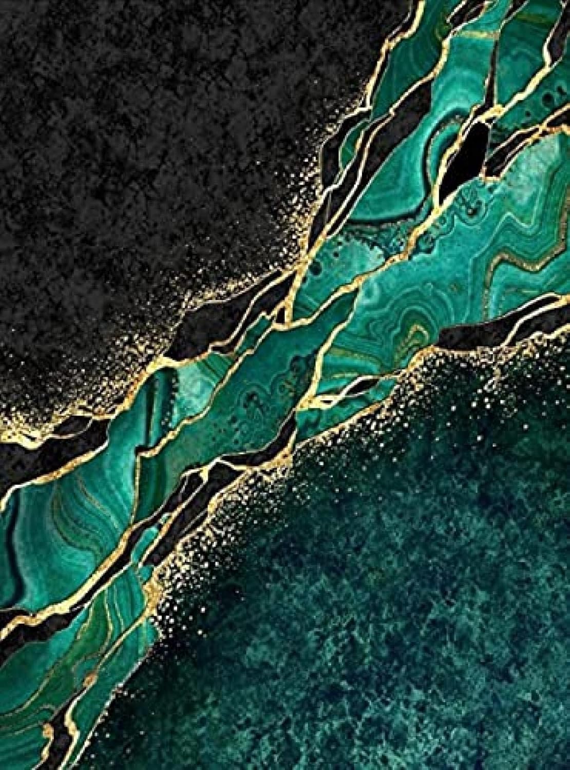 Nordic Light – Alfombra de lujo con textura de mármol verde esmeralda, alfombra decorativa abstracta retro negra dorada y dorada, alfombra fácil de