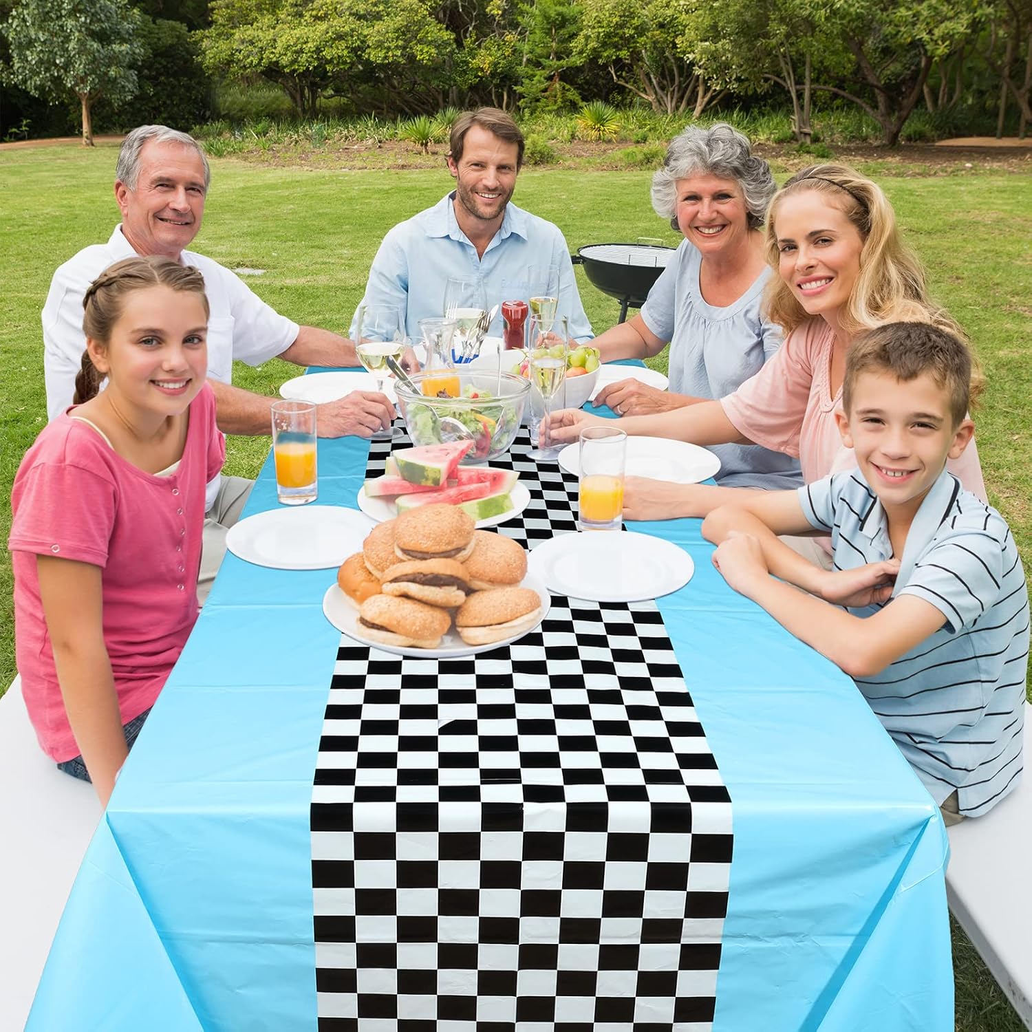 Irenare Suministros para fiesta de cumpleaños de automóvil, decoraciones de carreras, mantel de fiesta de los años 50, camino de mesa para niños,