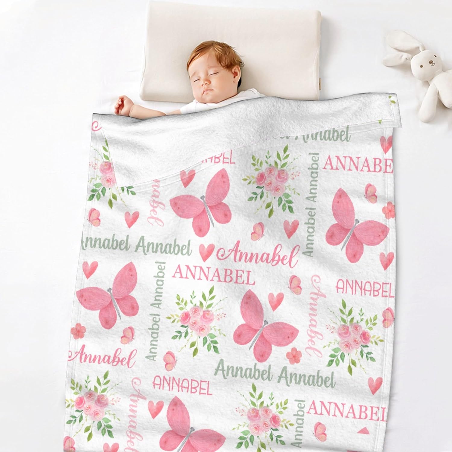 Manta de bebé personalizada para niñas y niños, con mariposas, manta de bebé personalizada con nombre para niños pequeños, baby shower, recién