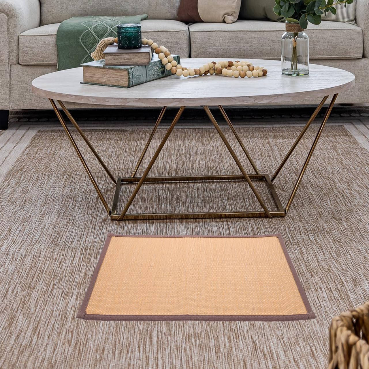 Cojín de asiento tejido para meditación y sentado en el suelo, cojín de suelo de enfriamiento de verano para uso en interiores, tapete cómodo para