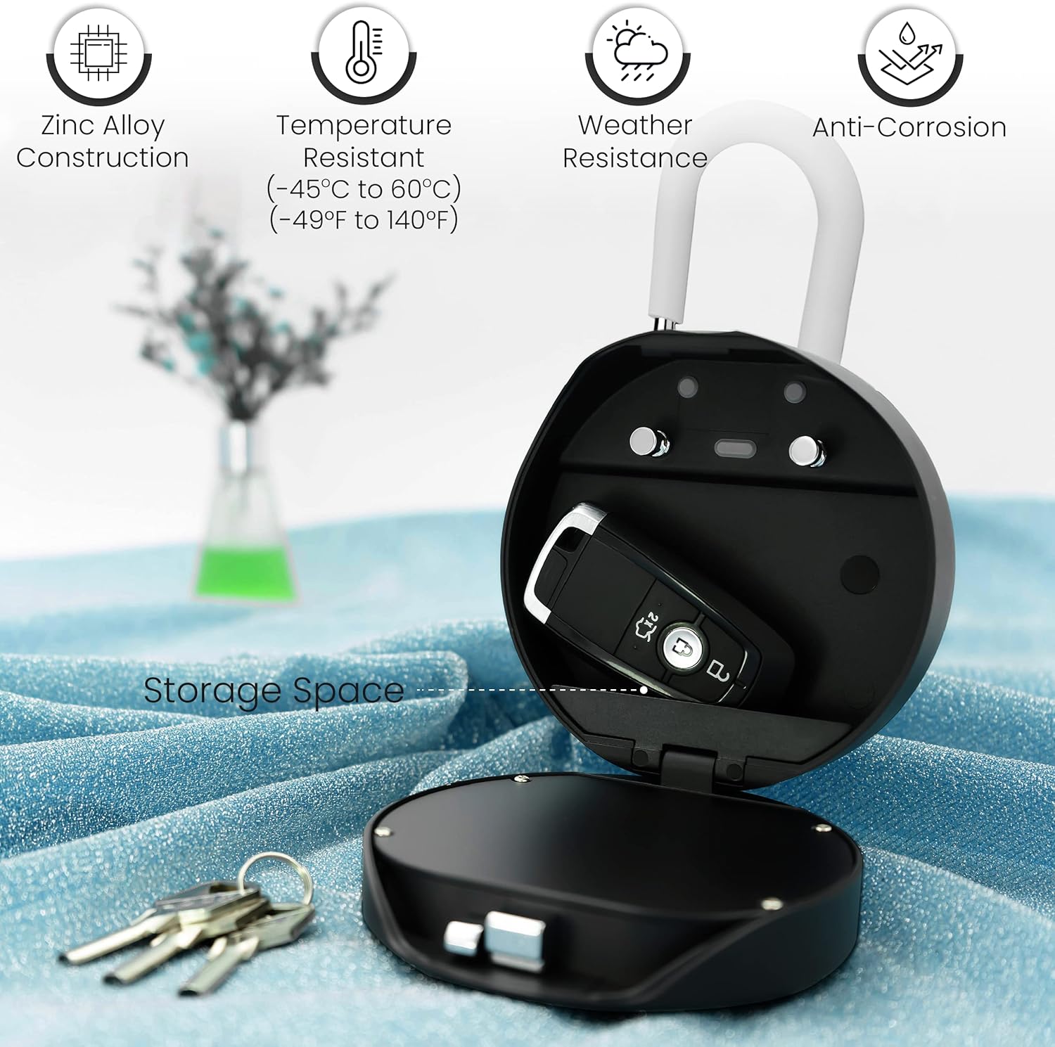 NU-SET Smart Lock Box – Programa tu caja de seguridad cuando estés a kilómetros de distancia. Guarda llaves, tarjetas y llaveros. Ideal para el