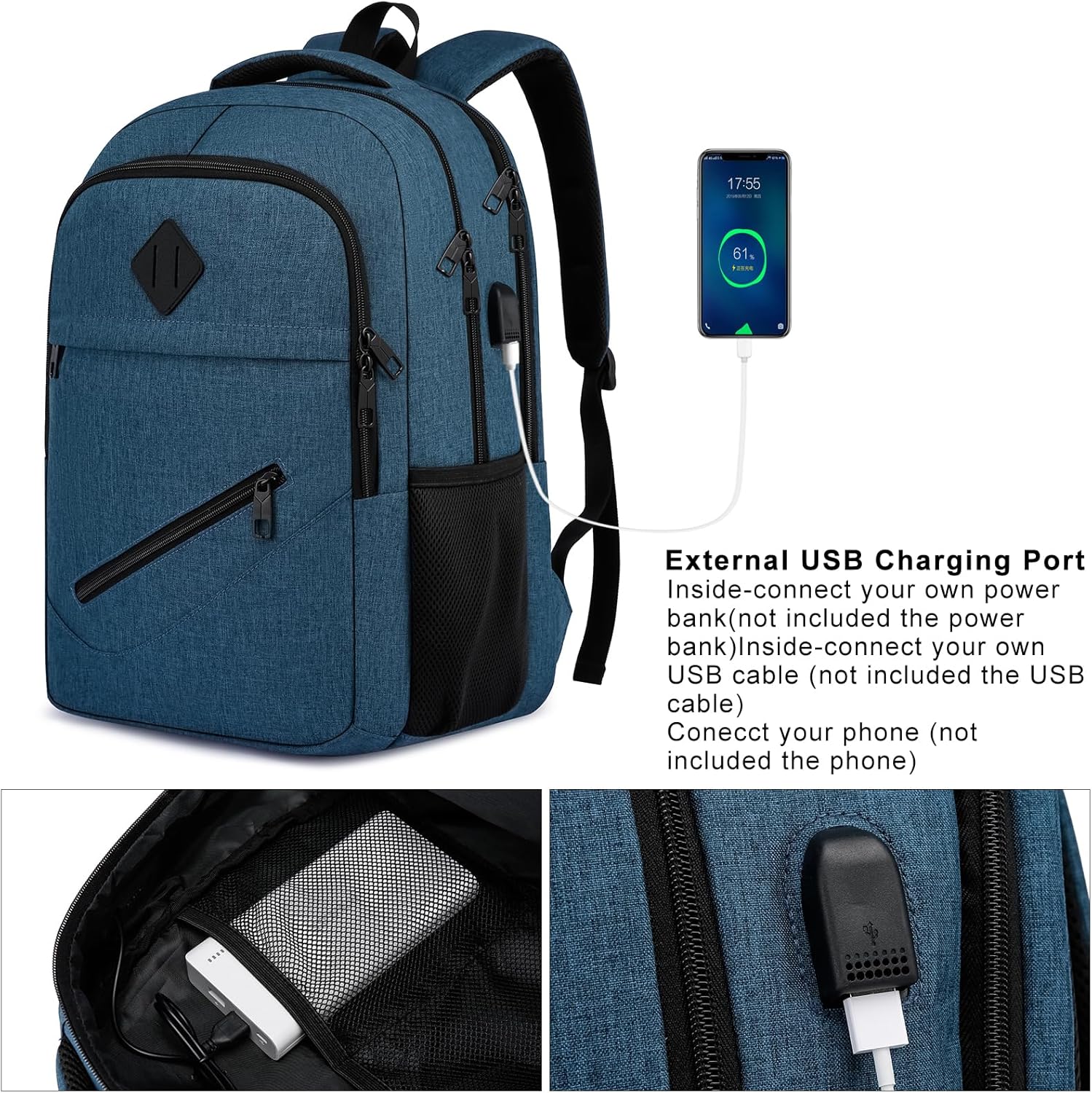 BIKROD Mochila, mochilas escolares para adolescentes, niños y niñas, mochila para estudiantes se adapta a portátiles de 15.6 pulgadas con puerto de