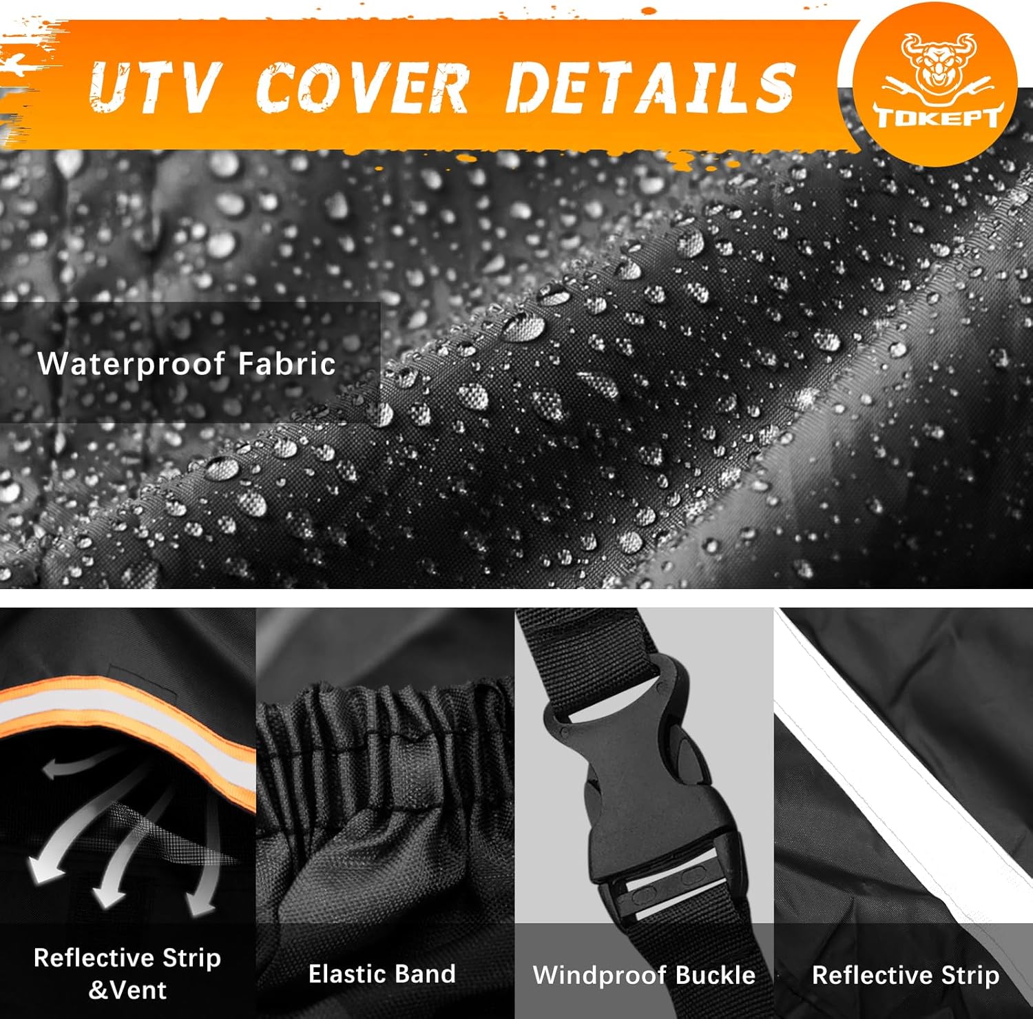 Funda UTV, impermeable, protección para todo tipo de clima, para uso al aire libre, con correas mejoradas a prueba de viento y rejillas de
