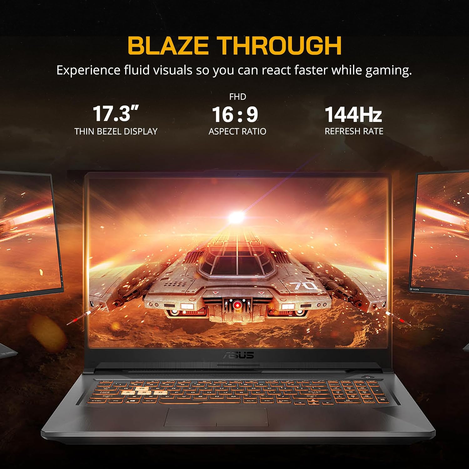 ASUS TUF 17.3″ FHD 144Hz – Laptop para juegos, Intel 11th Core i5-11400H, NVIDIA GeForce RTX 3050 4GB, 32GB RAM, 1TB PCIe SSD, teclado