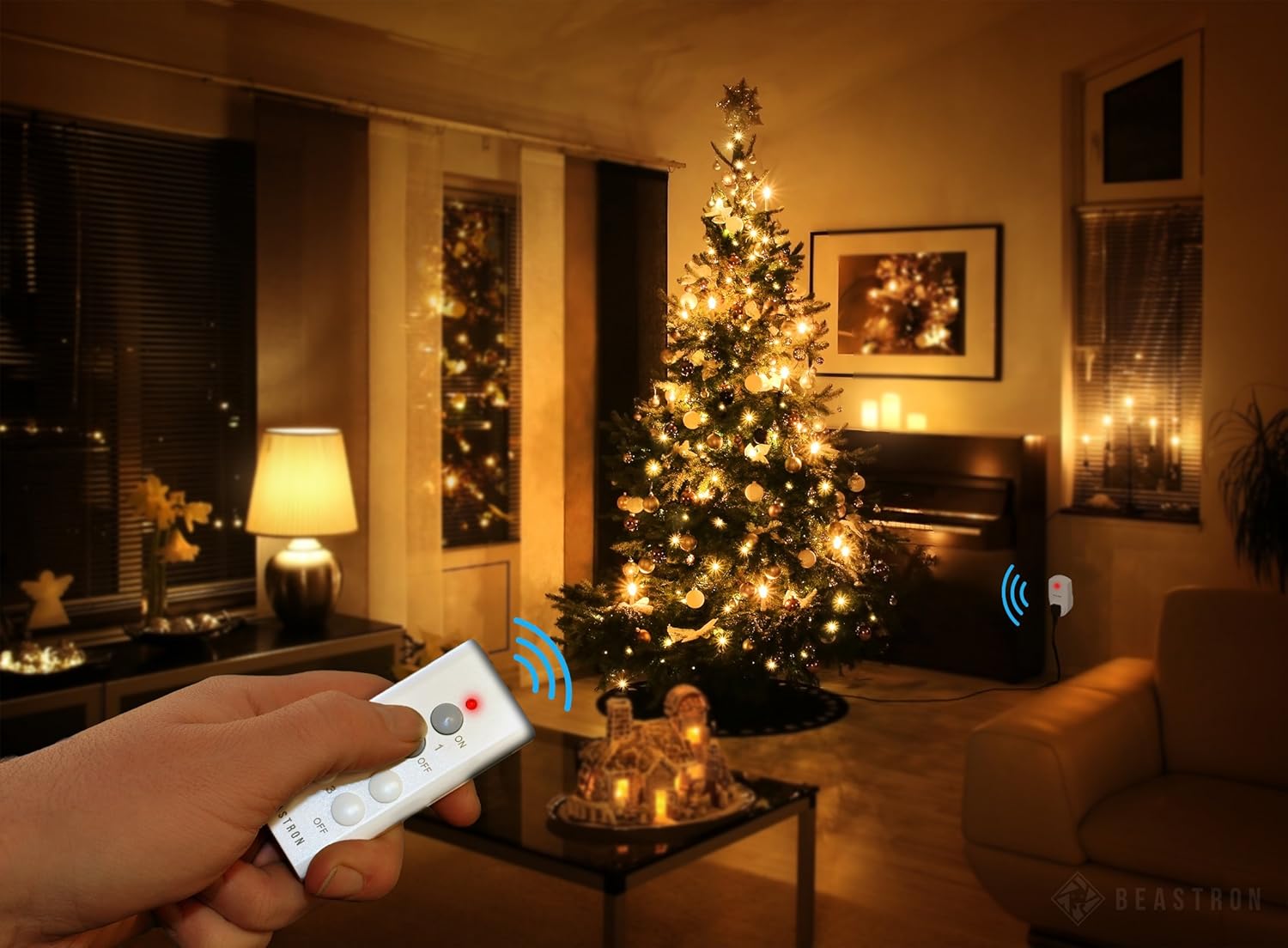 Beastron Interruptor de toma de corriente eléctrico con control remoto para luces y electrodomésticos con un rango de 100 pies, color blanco
