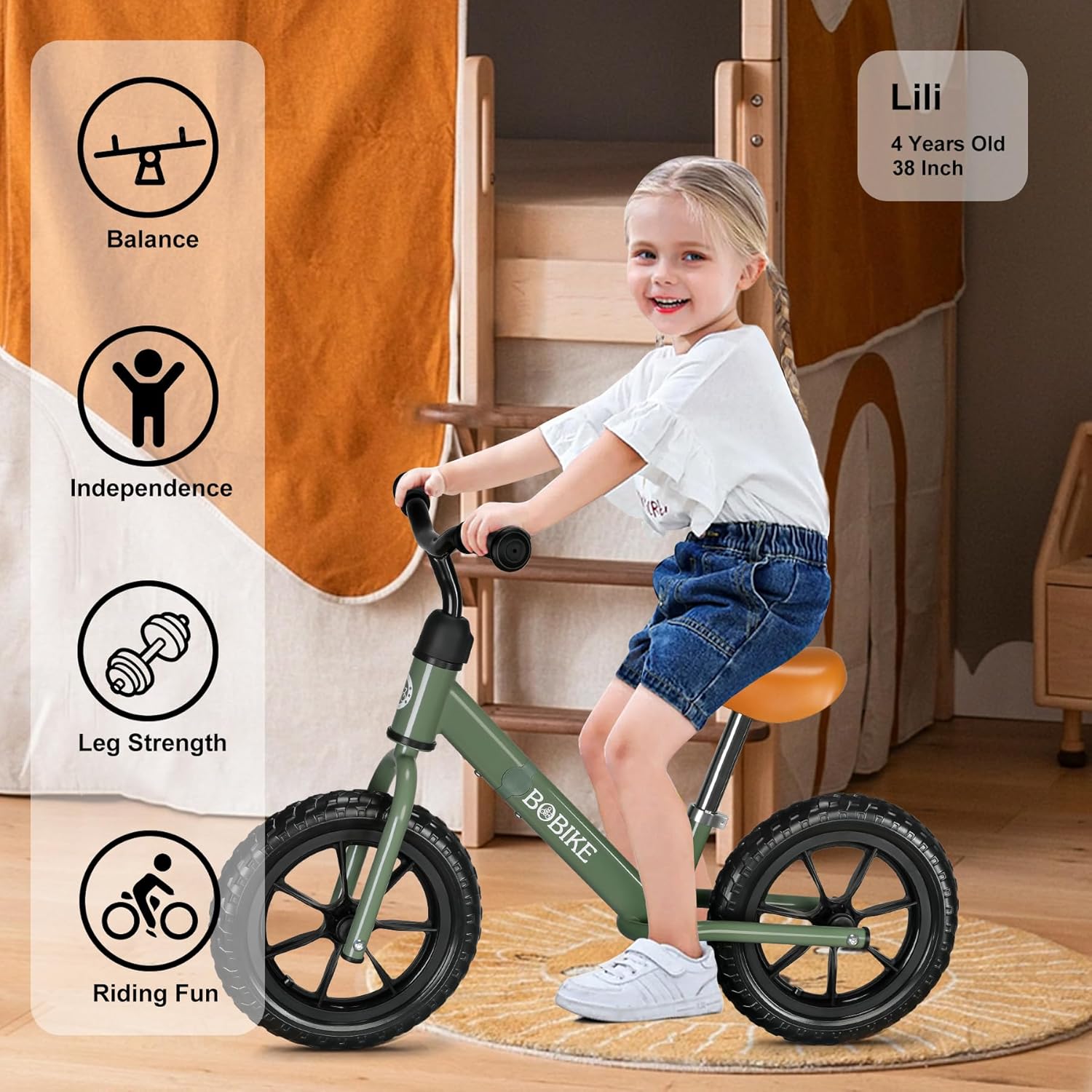 Bicicleta de equilibrio para niños de 2 a 5 años, asiento ajustable y manillar sin pedal, bicicleta de entrenamiento sin pedales, el mejor regalo
