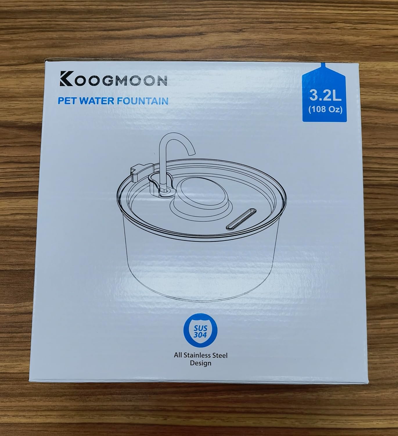 KOOGMOON Fuente de agua de acero inoxidable de 108 onzas para gatos, con ventana de nivel de agua, forma hemisférica, multifiltro, bomba silenciosa,