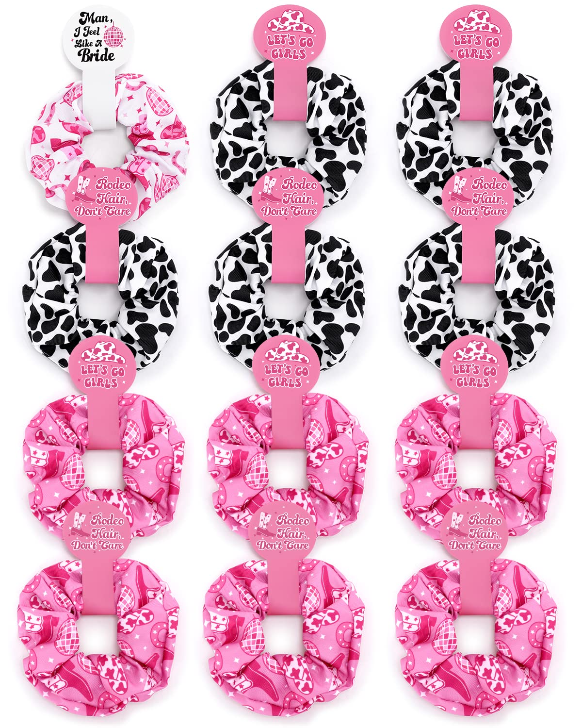 CiyvoLyeen Let’s Go – Coleteros para el pelo para niñas, con estampado de vaca occidental, cuerdas elásticas para cola de caballo de discoteca,