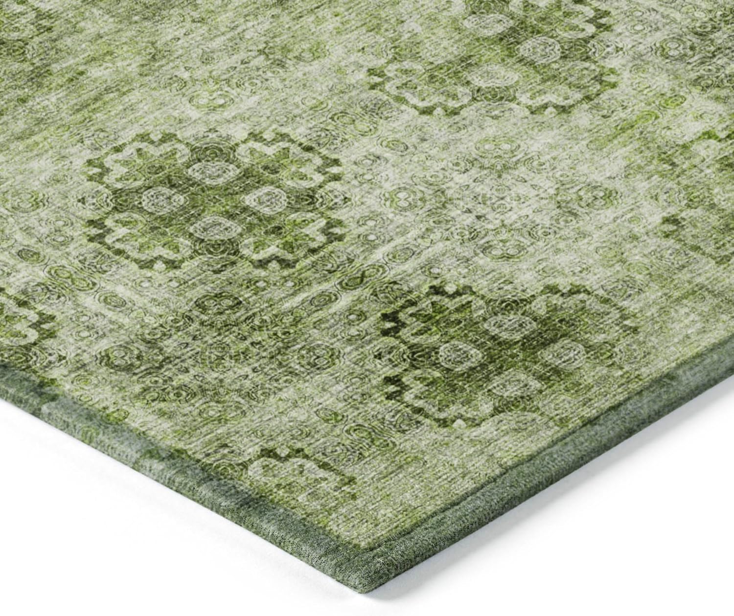 Chantille ACN557 – Alfombra de pasillo para interior y exterior, resistente a las manchas, lavable, para baño, lavandería y dormitorio, color verde