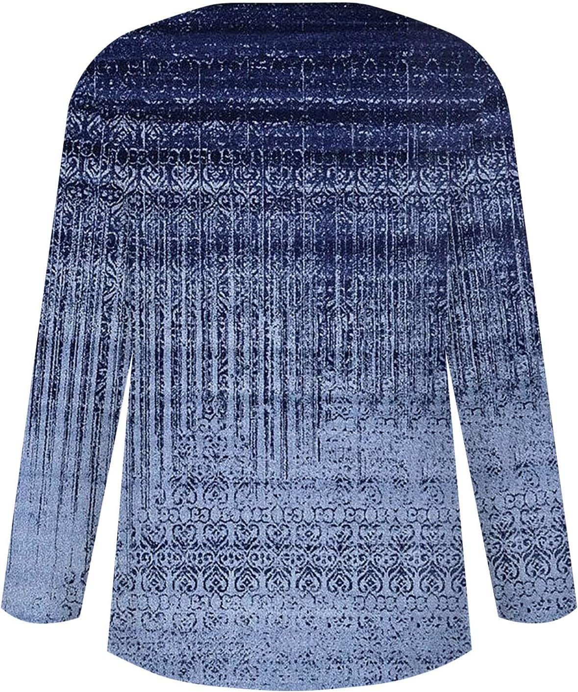 Camisetas para mujer, diseño étnico, floral, bohemio, manga larga, cuello Henley, cuello en V, con botones